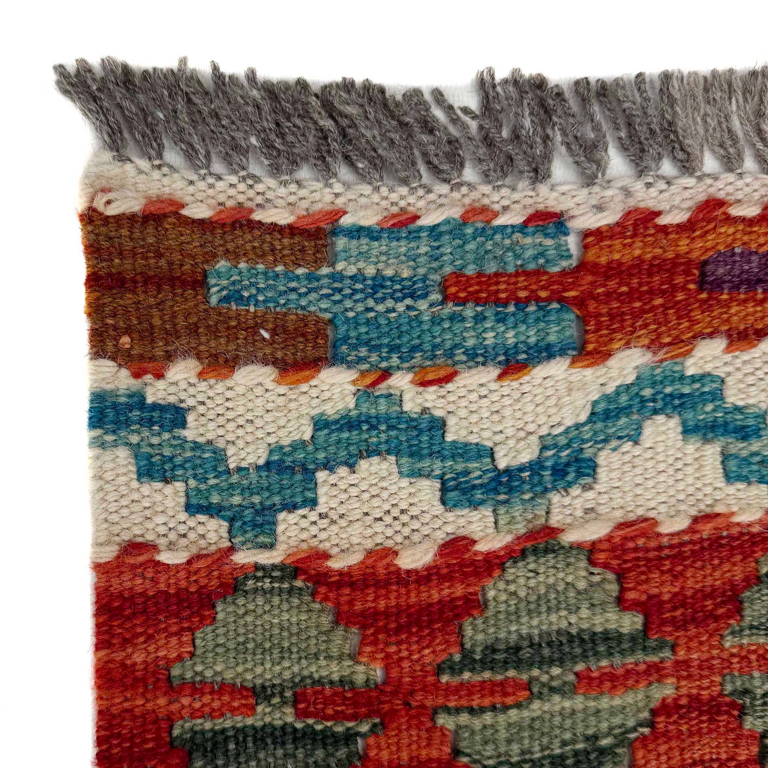 Hand Knotted Afghan Style Kilim Runner 1' 8" x 5' 1"  ft / 52 x 154 cm - No. P37241