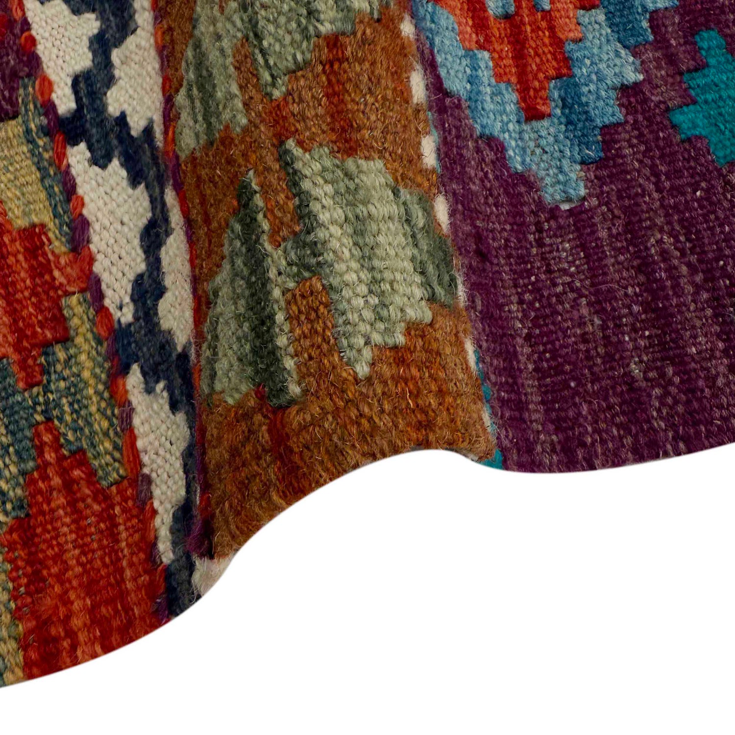 Hand Knotted Afghan Style Kilim Runner 1' 8" x 5' 1"  ft / 52 x 154 cm - No. P37241