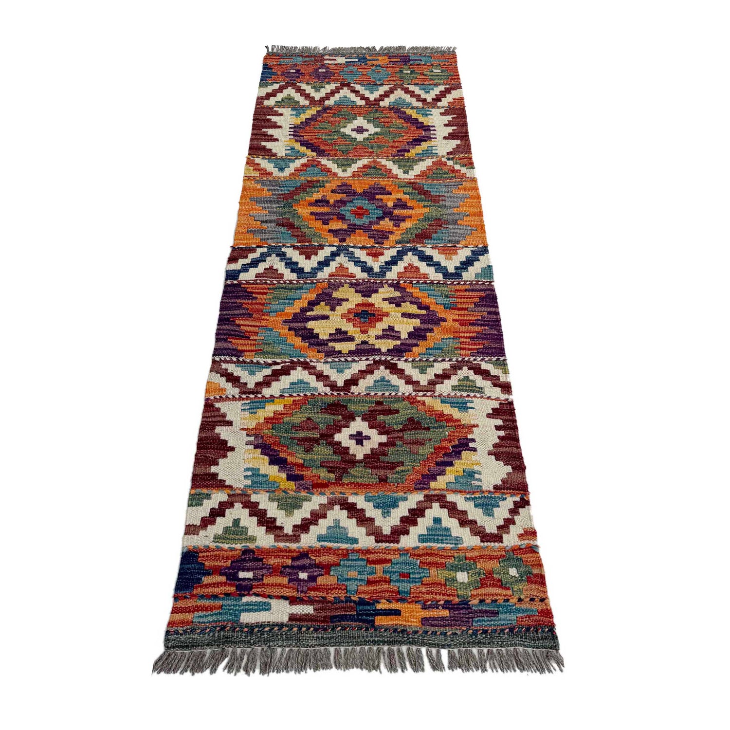 Hand Woven Wool Kelim Runner 1' 7" x 4' 11"  ft / 48 x 150 cm - No. P37242