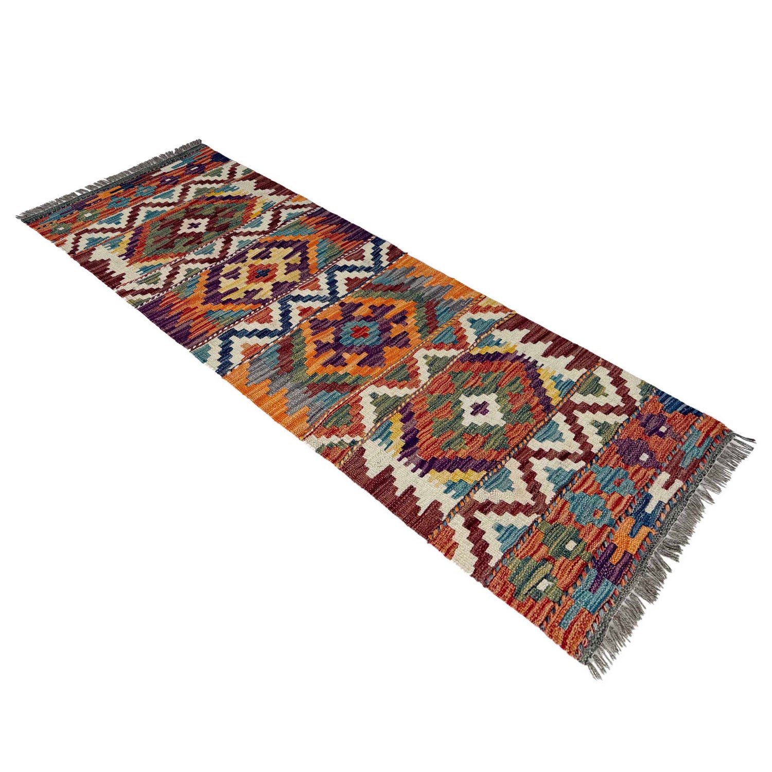 Hand Woven Wool Kelim Runner 1' 7" x 4' 11"  ft / 48 x 150 cm - No. P37242