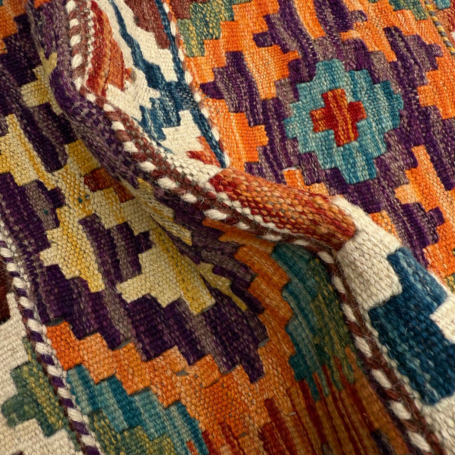Hand Woven Wool Kelim Runner 1' 7" x 4' 11"  ft / 48 x 150 cm - No. P37242