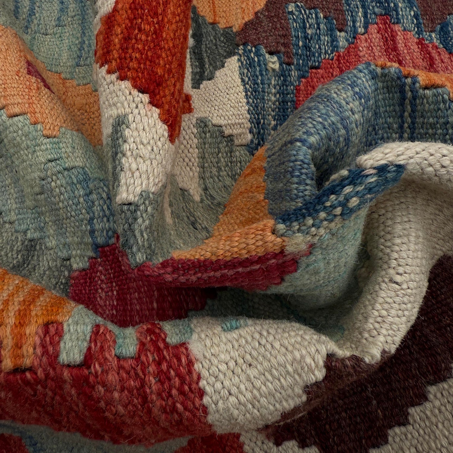 Hand Woven Wool Kelim 6' 4" x 9' 5" ft / 194 x 288 cm - No. P37243