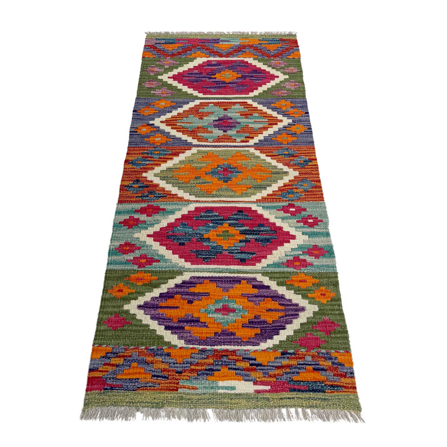 Handmade Turkish Design Wool Kilim Runner 1' 8" x 4' 8"  ft / 52 x 143 cm - No. P37245