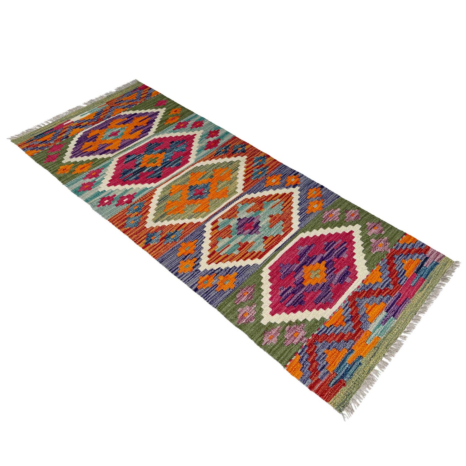 Handmade Turkish Design Wool Kilim Runner 1' 8" x 4' 8"  ft / 52 x 143 cm - No. P37245