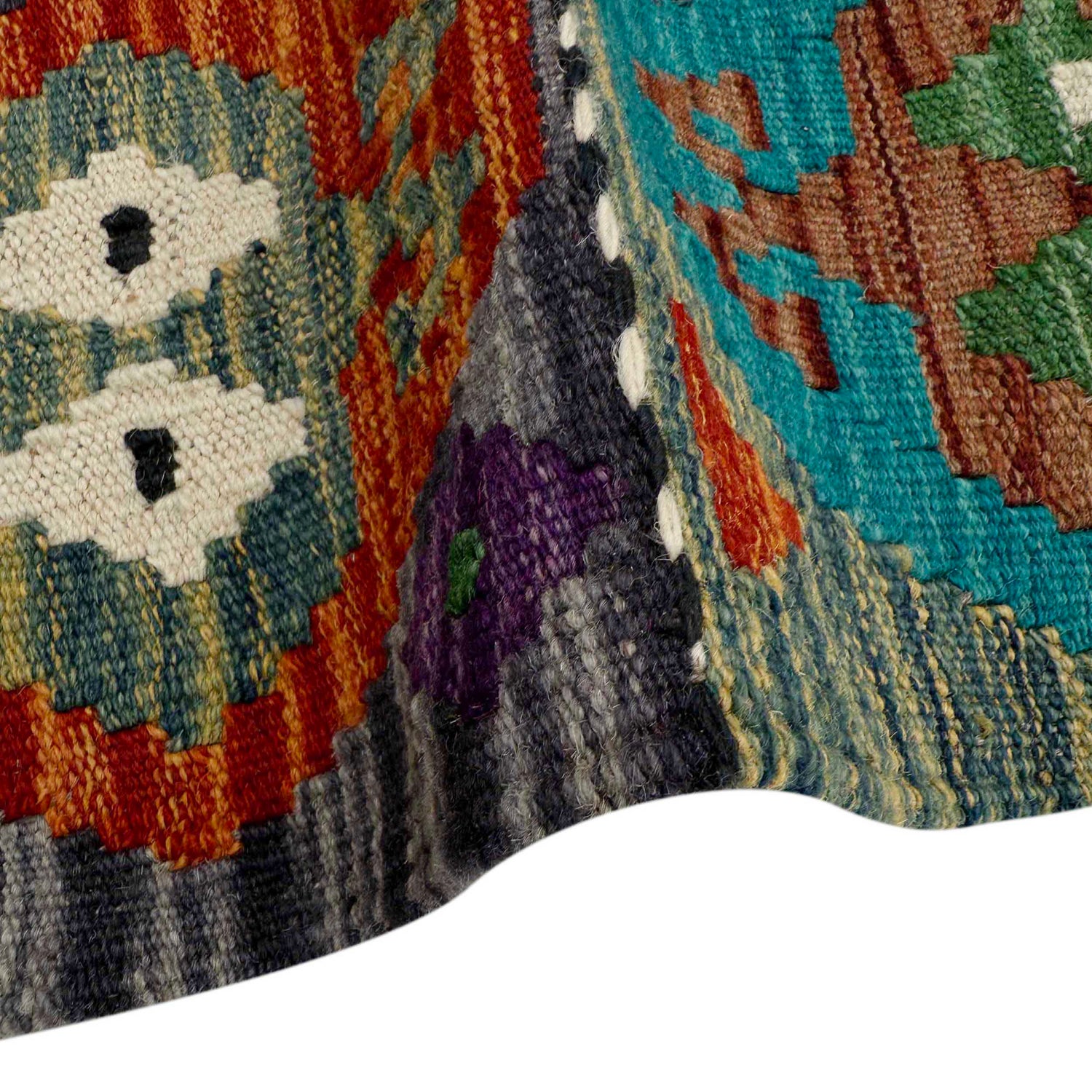 Handmade Turkish Design Wool Kilim Runner 1' 9" x 5' 7" ft / 54 x 171 cm - No. P37246
