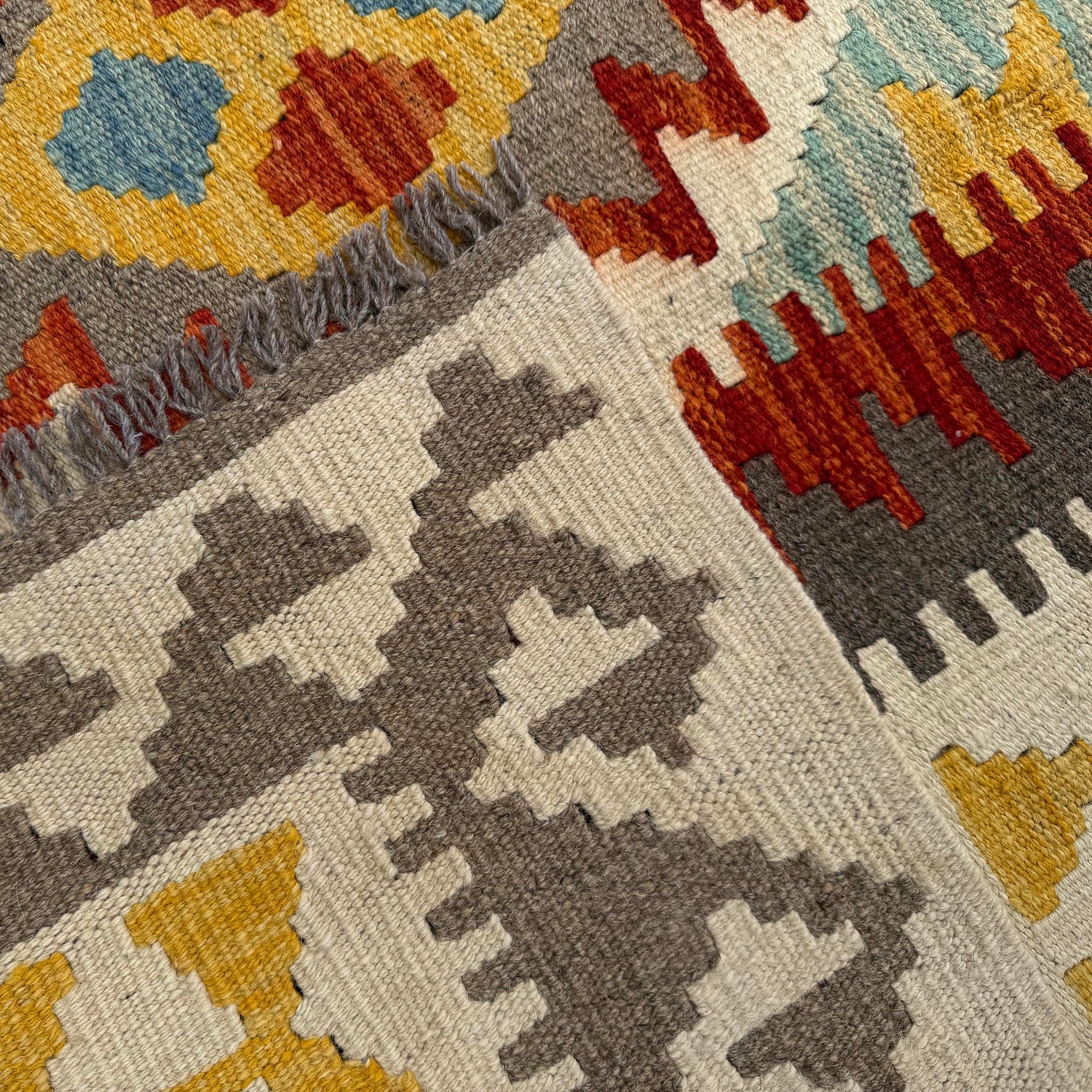 Handmade Turkish Design Wool Kilim 6' 8" x 10' 1" ft / 203 x 307 cm - No. P37247