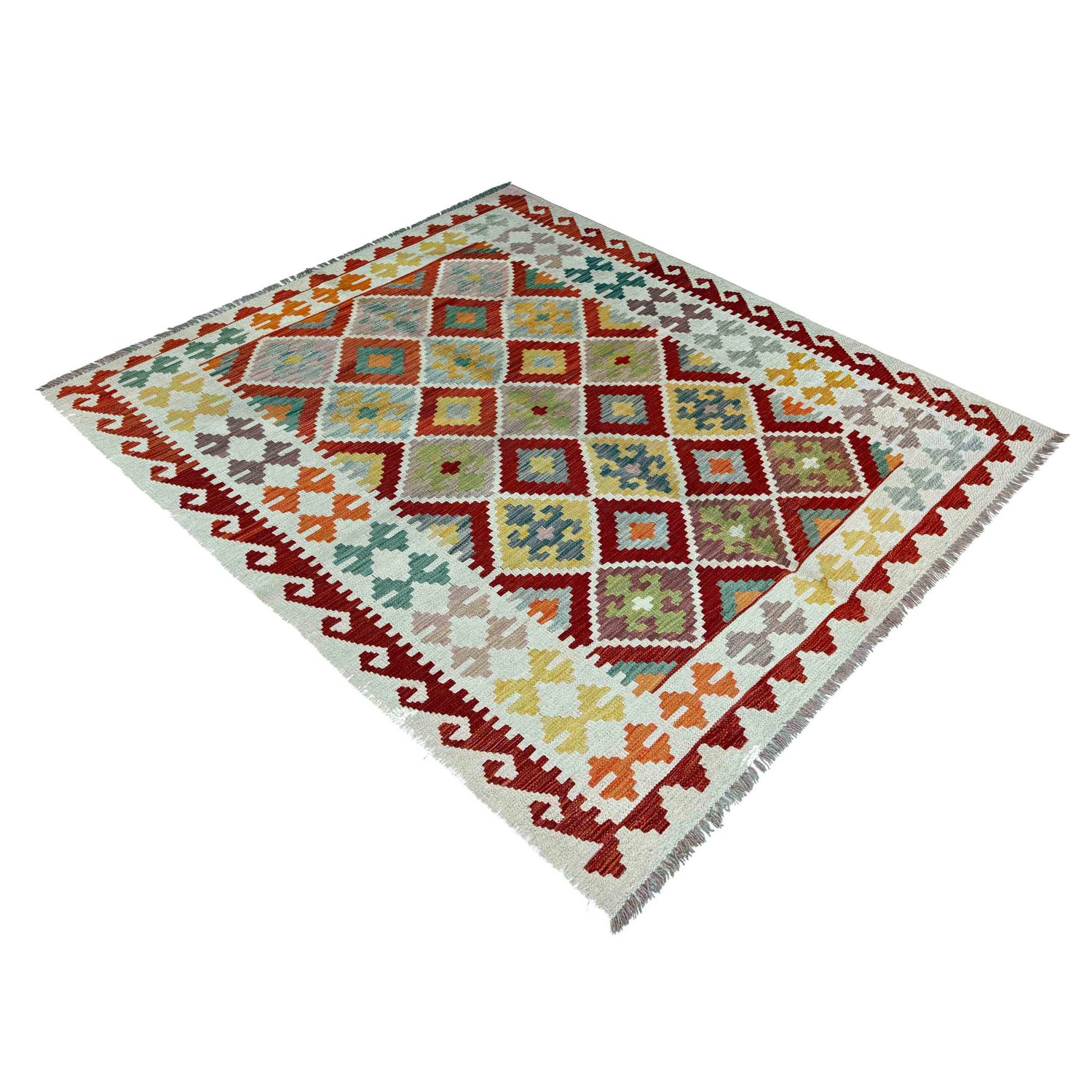Handmade Afghan Vegetable Kilim 4' 10" x 6' 7" ft / 148 x 201 cm - No. P37248