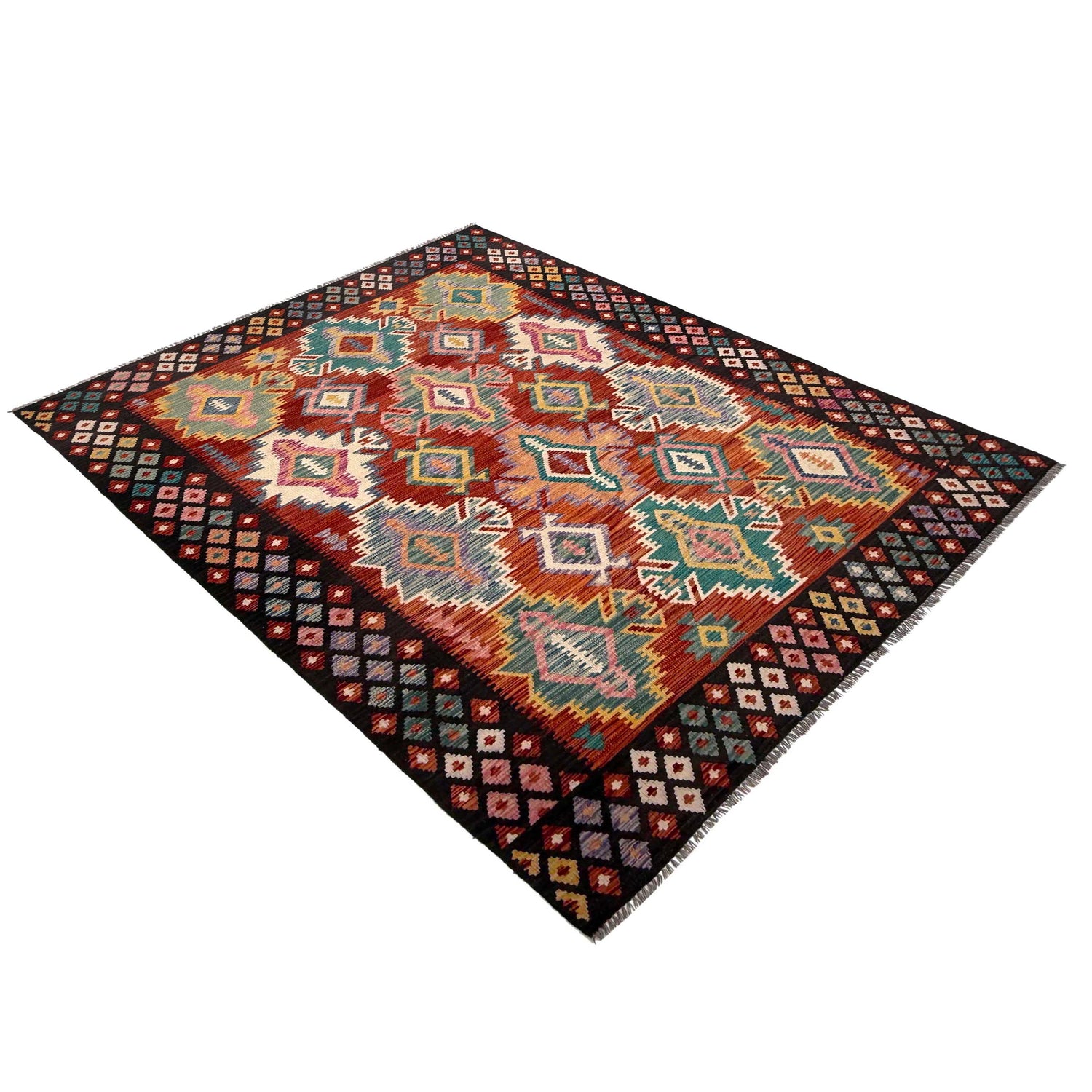 Hand Knotted Flatweave Kilim 6' 7" x 9' 9" ft / 200 x 296 cm - No. P37250