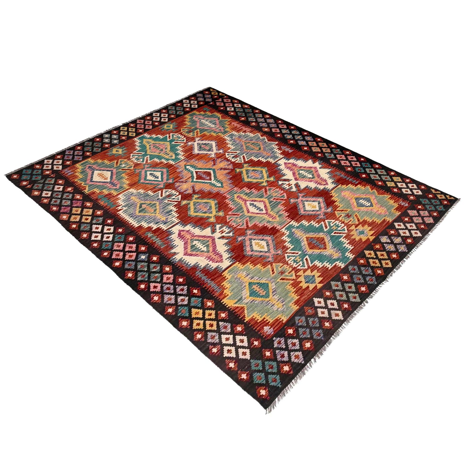 Hand Knotted Flatweave Kilim 6' 7" x 9' 9" ft / 200 x 296 cm - No. P37250