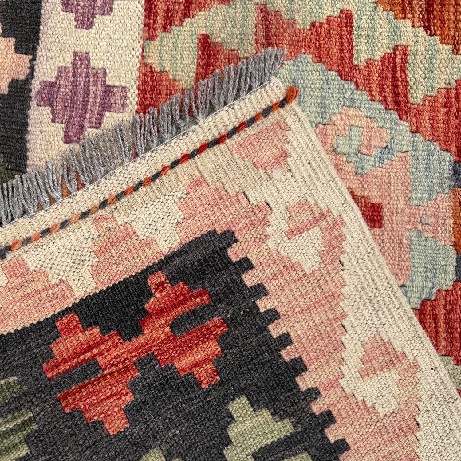 Handmade Afghan Vegetable Kilim 6' 9" x 9' 11" ft / 205 x 303 cm - No. P37251