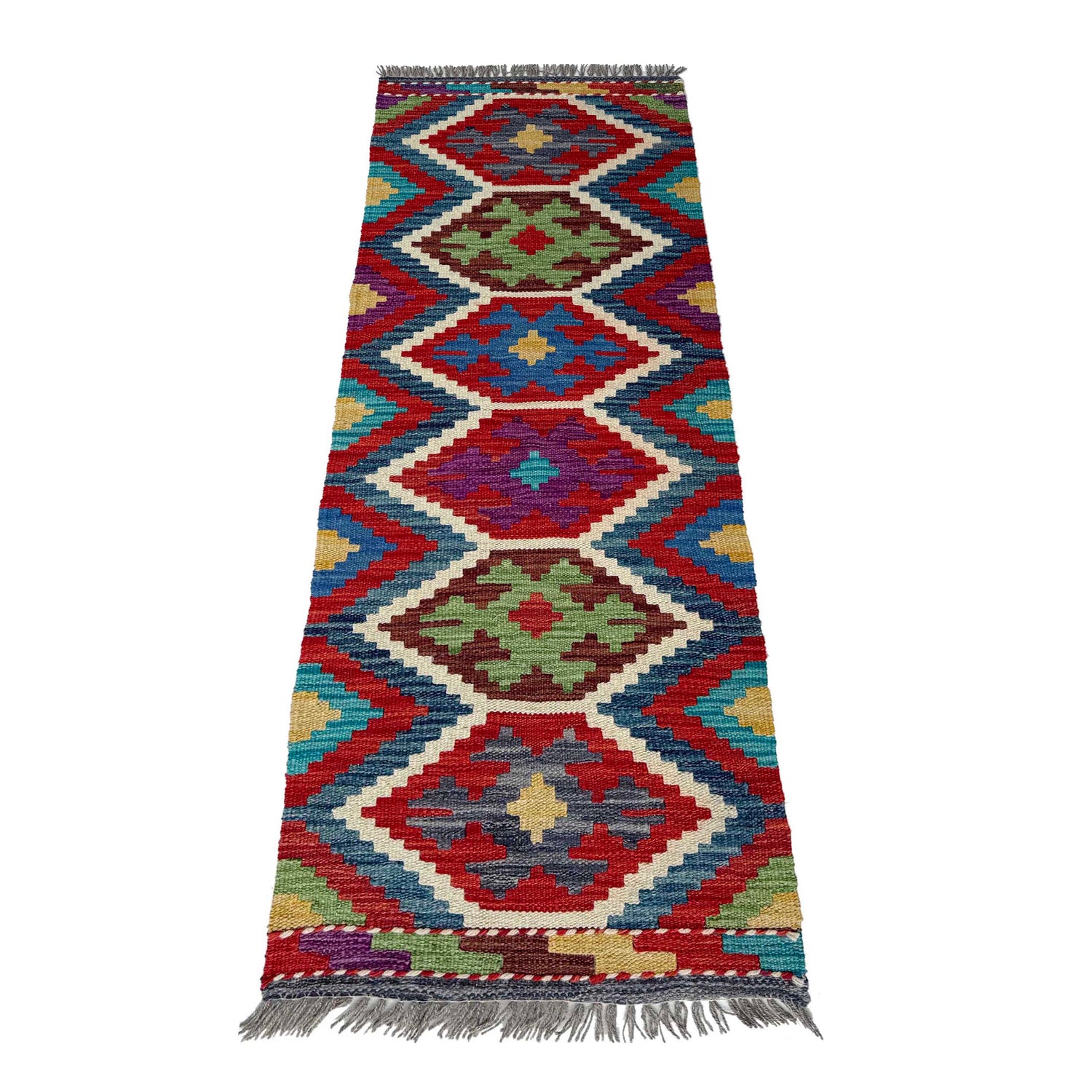 Hand Knotted Flatweave Kilim Runner 1' 8" x 5' 2"  ft / 50 x 157 cm - No. P37253