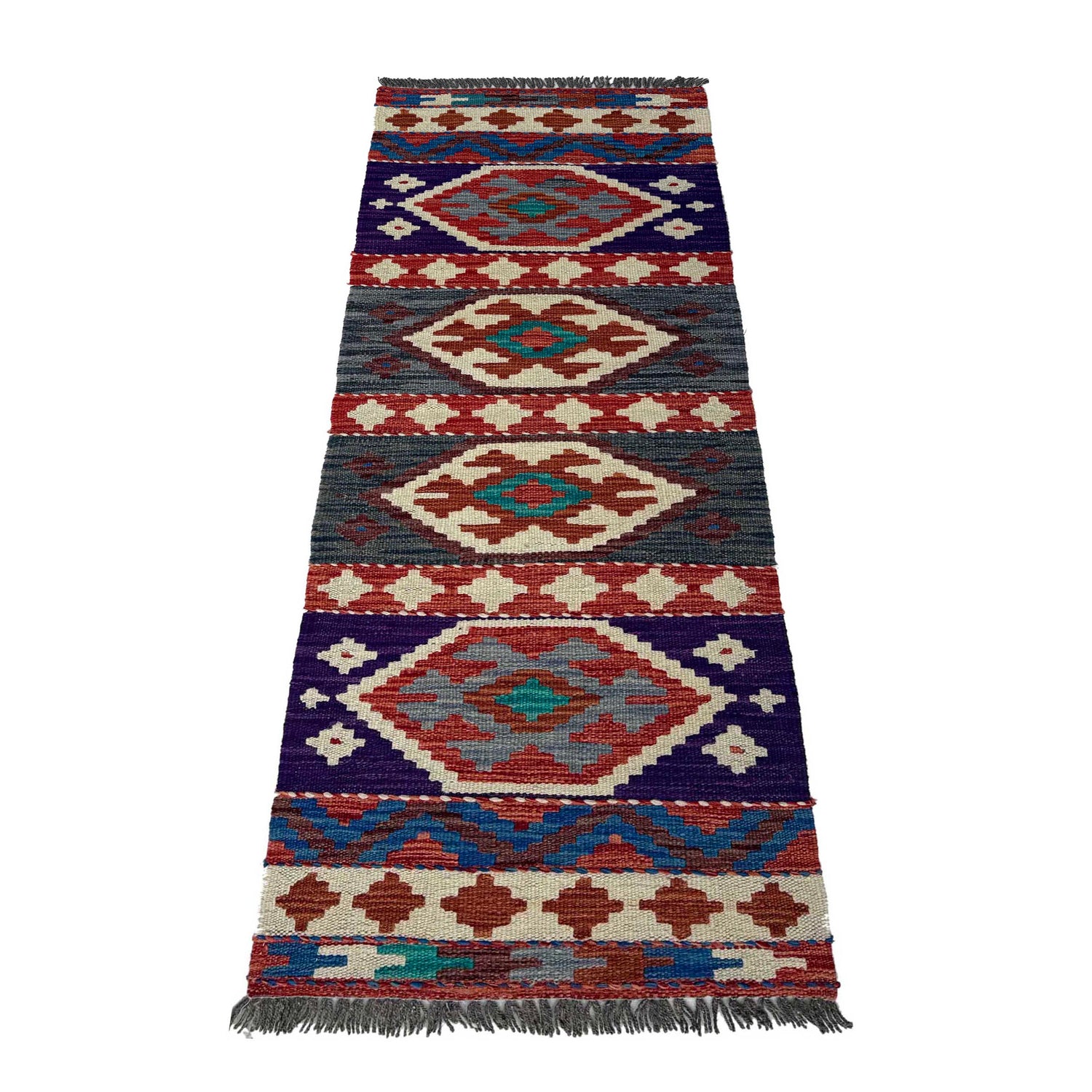 Handmade Afghan Vegetable Kilim Runner 1' 7" x 4' 11"  ft / 47 x 149 cm - No. P37254