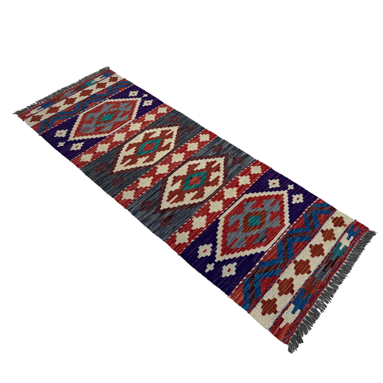 Handmade Afghan Vegetable Kilim Runner 1' 7" x 4' 11"  ft / 47 x 149 cm - No. P37254