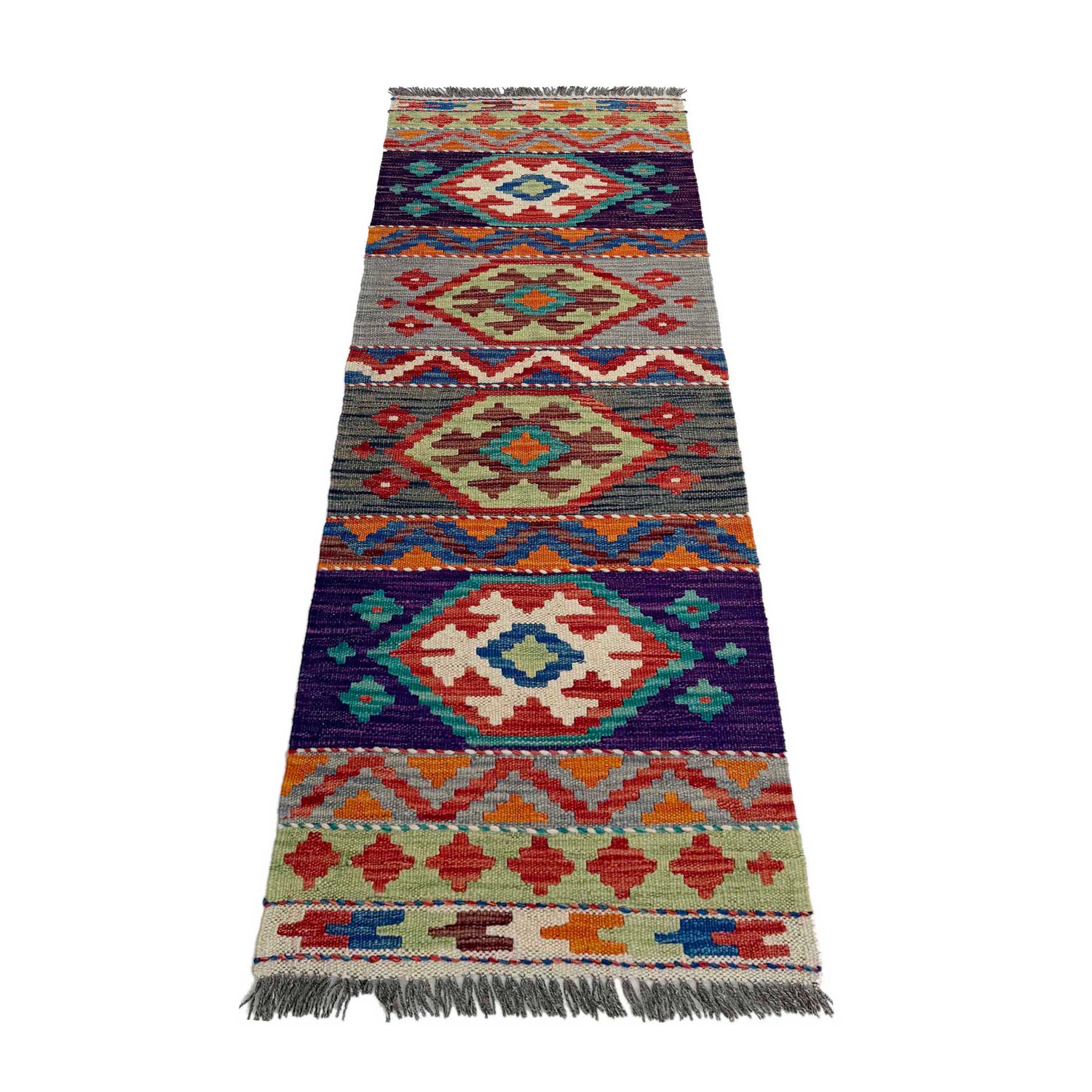 Handmade Afghan Vegetable Kilim Runner 1' 7" x 4' 9"  ft / 48 x 145 cm - No. P37260