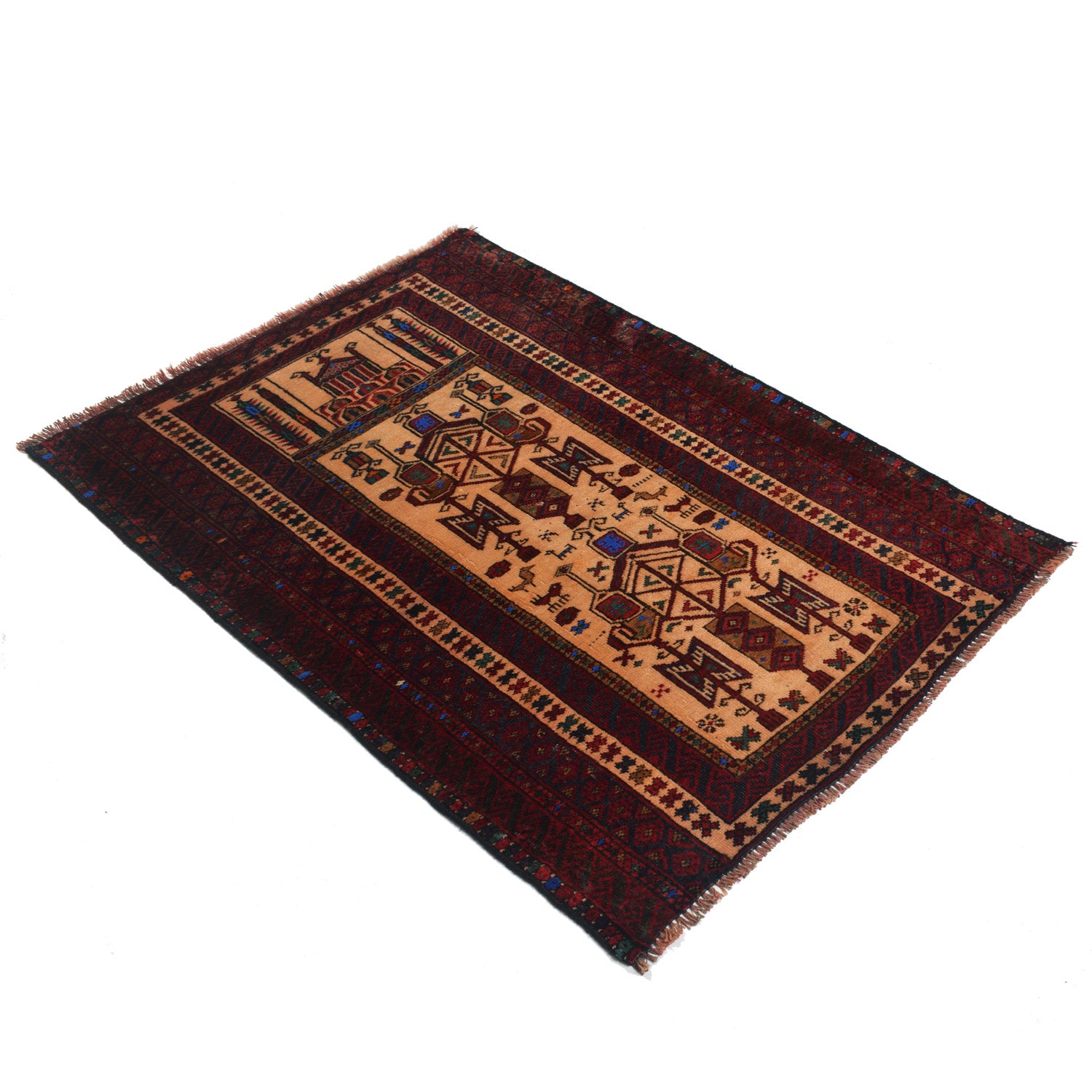 Hand Knotted Prayer Rug 2' 11" x 4' 3" ft / 89 x 130 cm - No. R12610