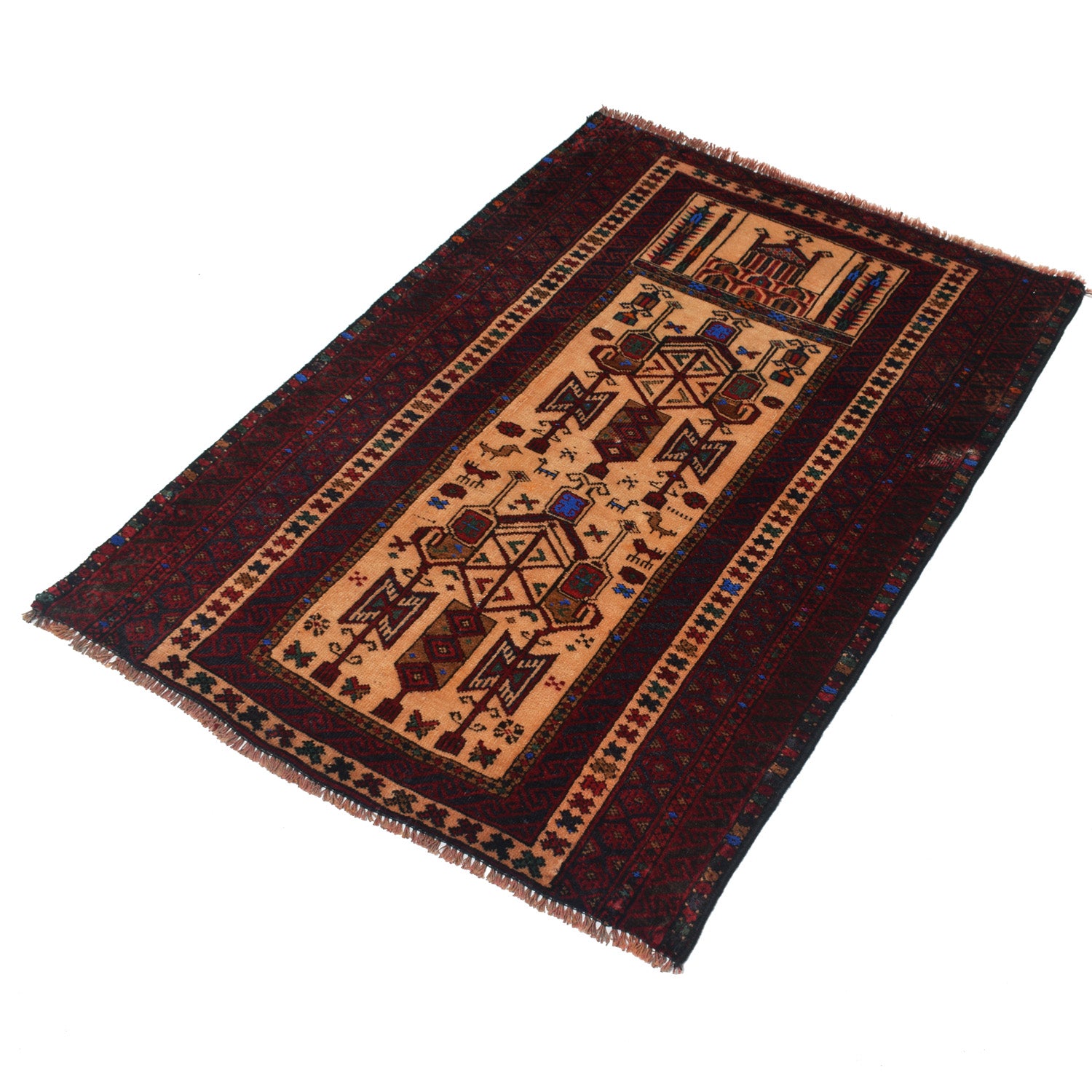 Hand Knotted Prayer Rug 2' 11" x 4' 3" ft / 89 x 130 cm - No. R12610