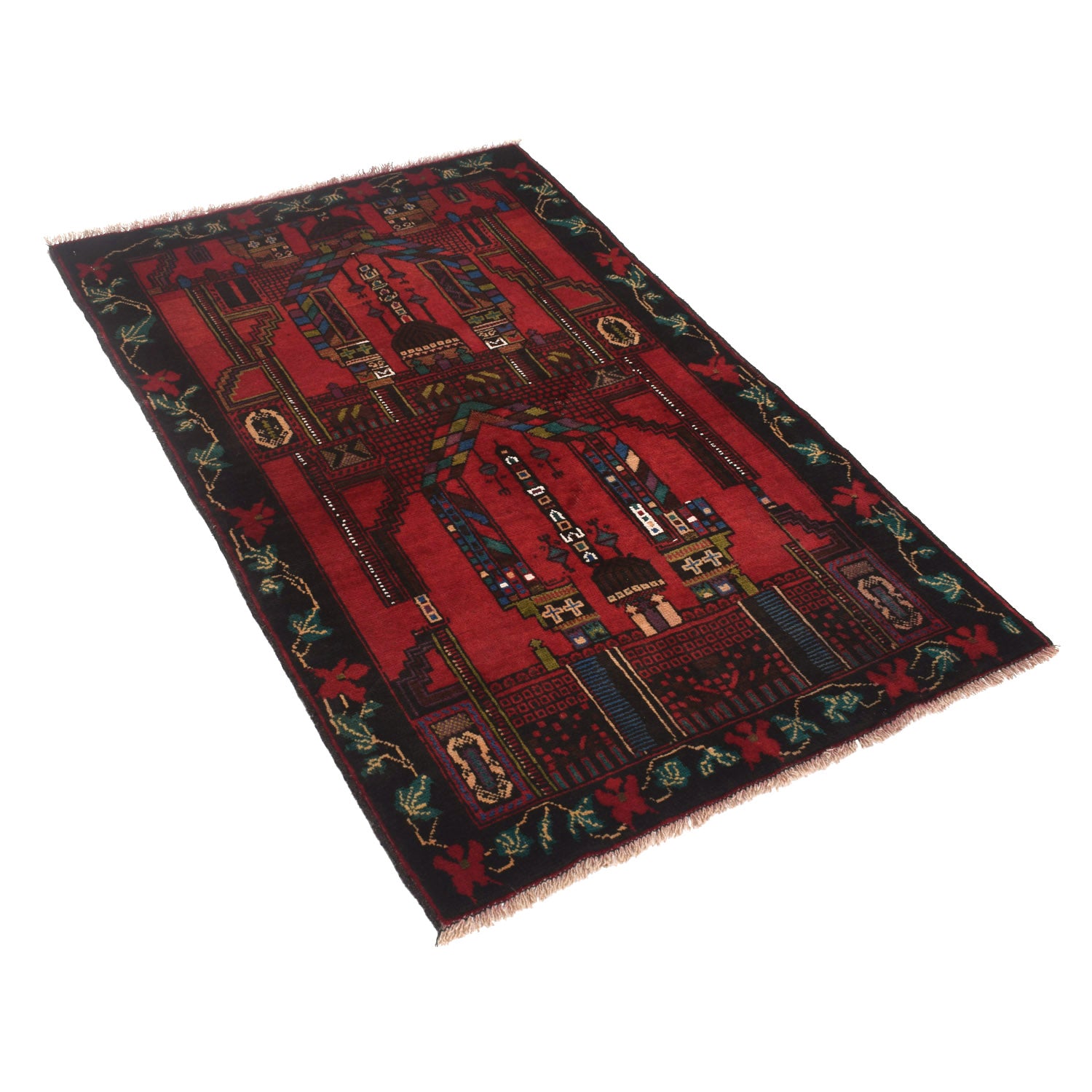 Hand Knotted Prayer Rug 2' 9" x 4' 6" ft / 85 x 136 cm - R13134