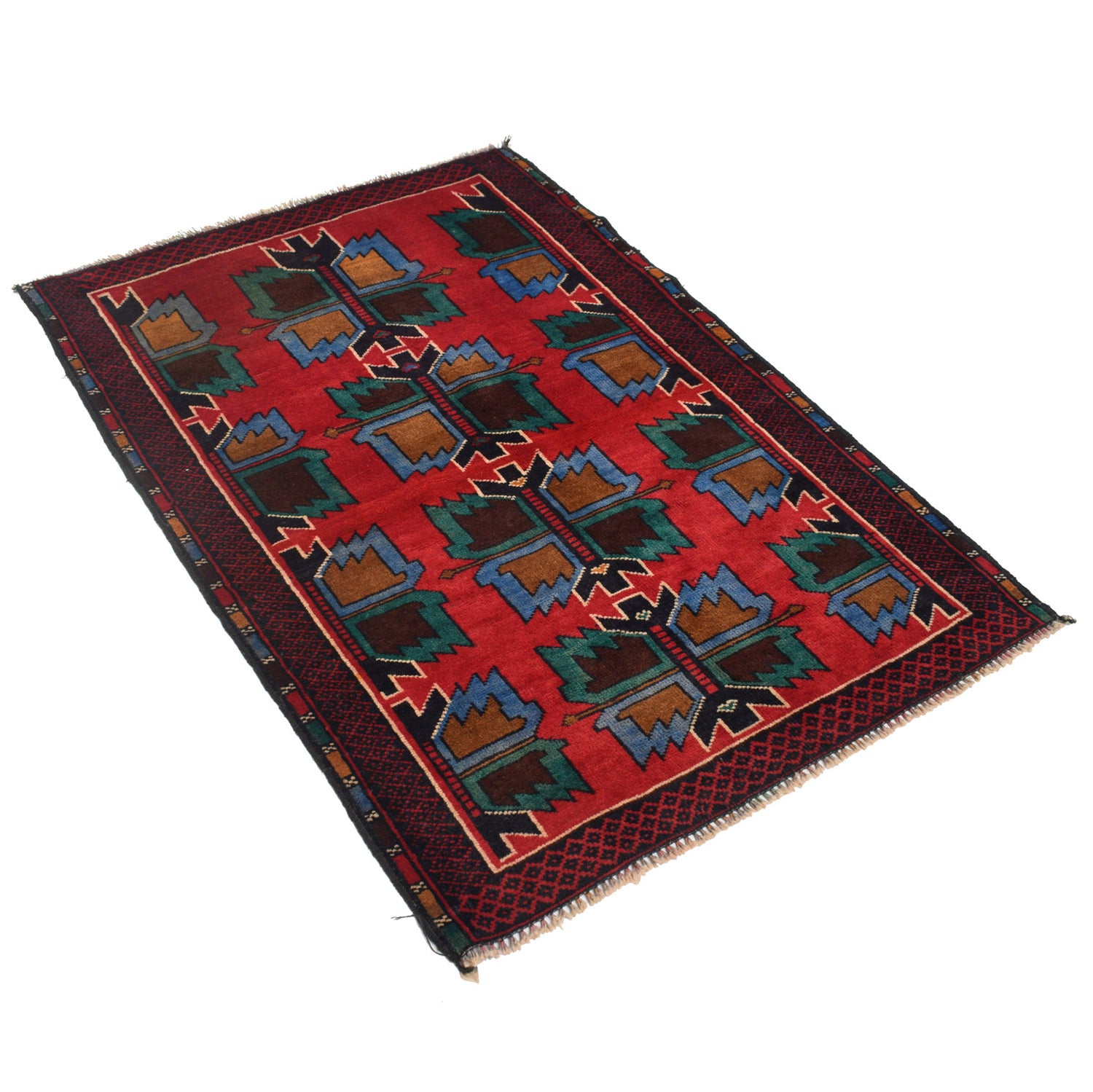 Red Baluchi Rug 2' 11" x 4' 5" ft / 88 x 134 cm - No. R13501