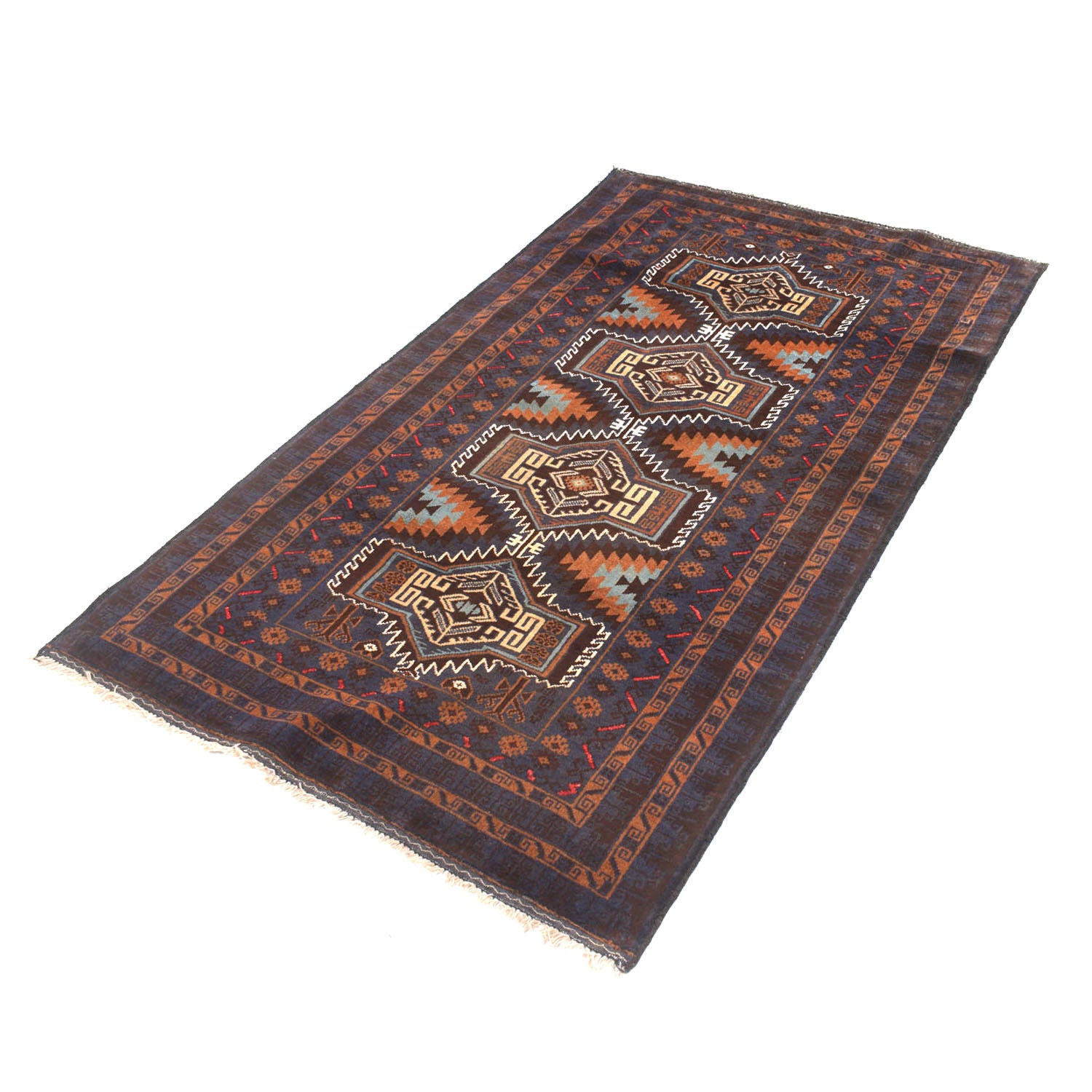 Hand Knotted Baluchi Rug 3' 7" x 5' 11" ft / 109 x 180 cm - No. R13586