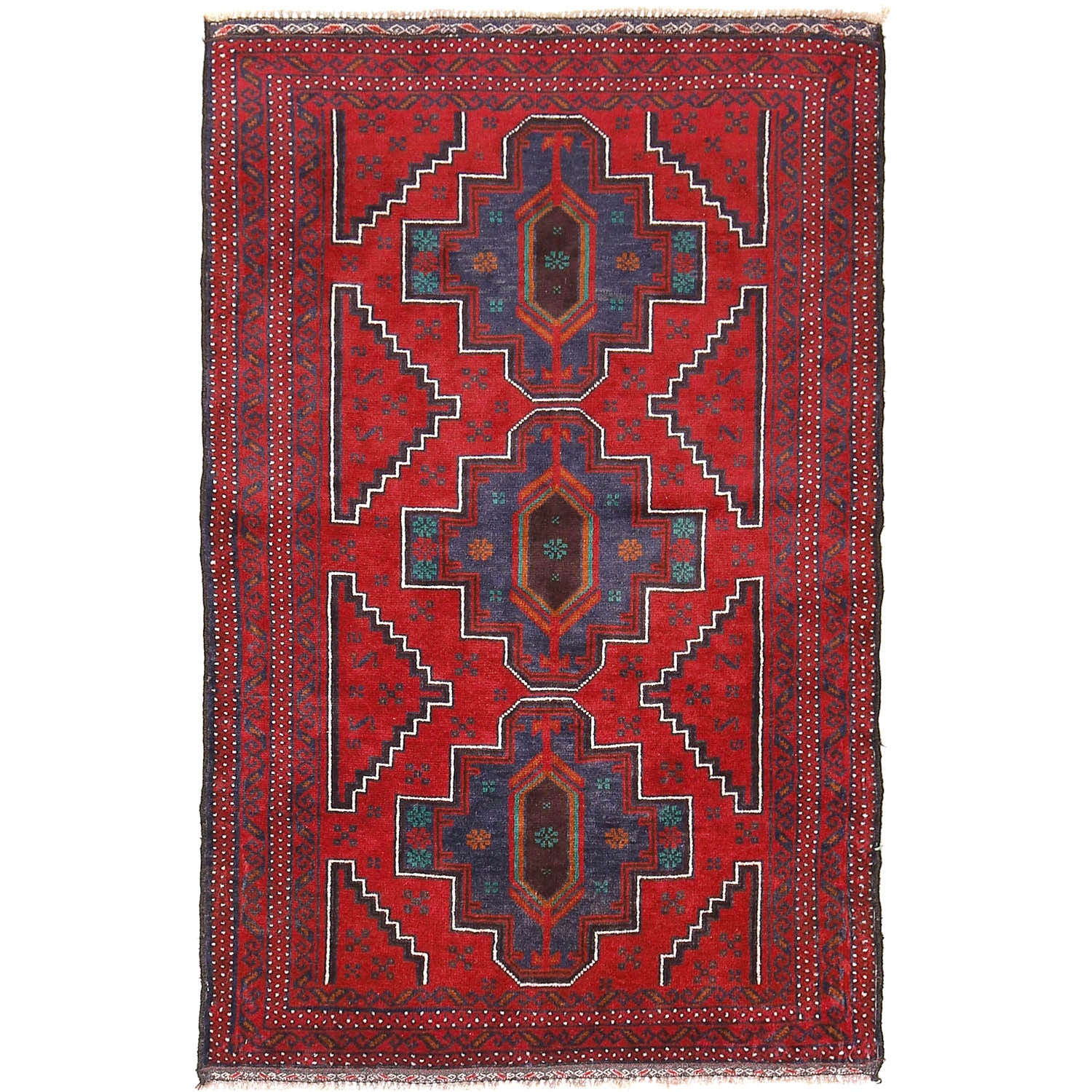 Red Baluchi Rug 3' 0" x 4' 10" ft / 91 x 146 cm - No. R13649