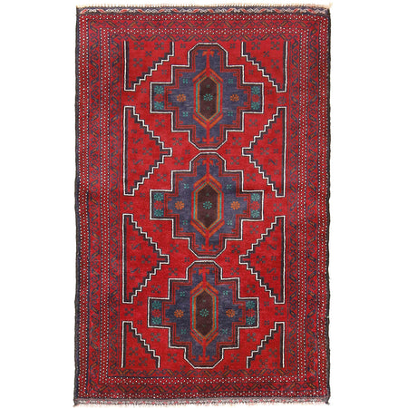 Red Baluchi Rug 3' 0" x 4' 10" ft / 91 x 146 cm - No. R13649