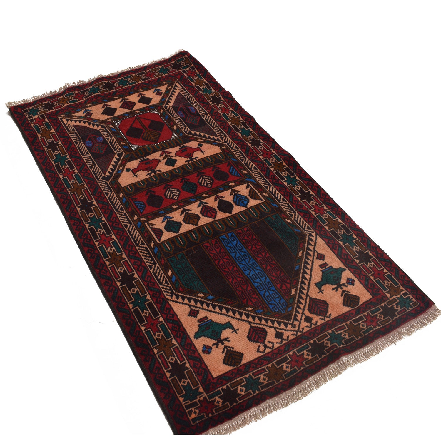 Hand Knotted Prayer Rug 2' 10" x 5' 0" ft / 86 x 153 cm - R16998