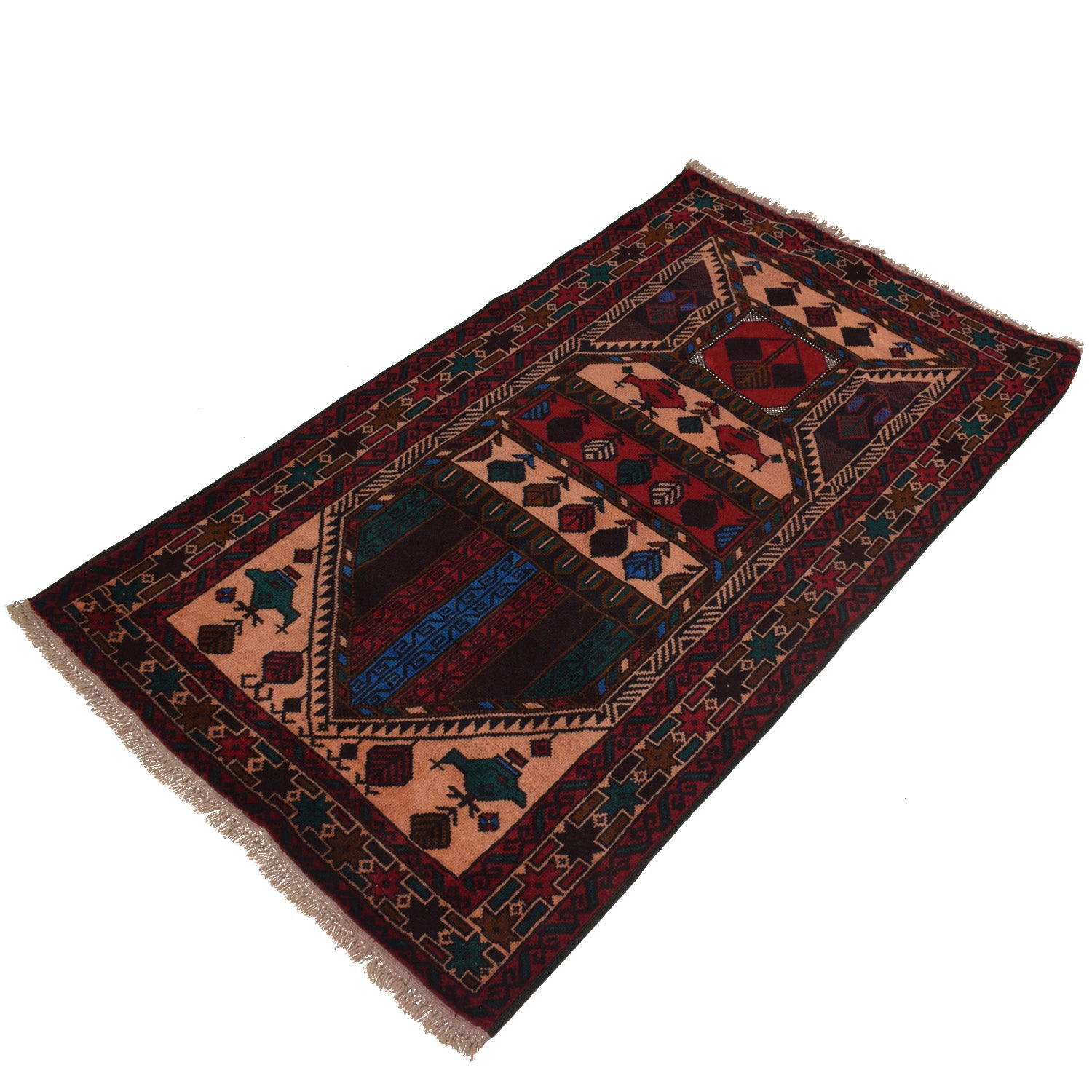 Hand Knotted Prayer Rug 2' 10" x 5' 0" ft / 86 x 153 cm - R16998