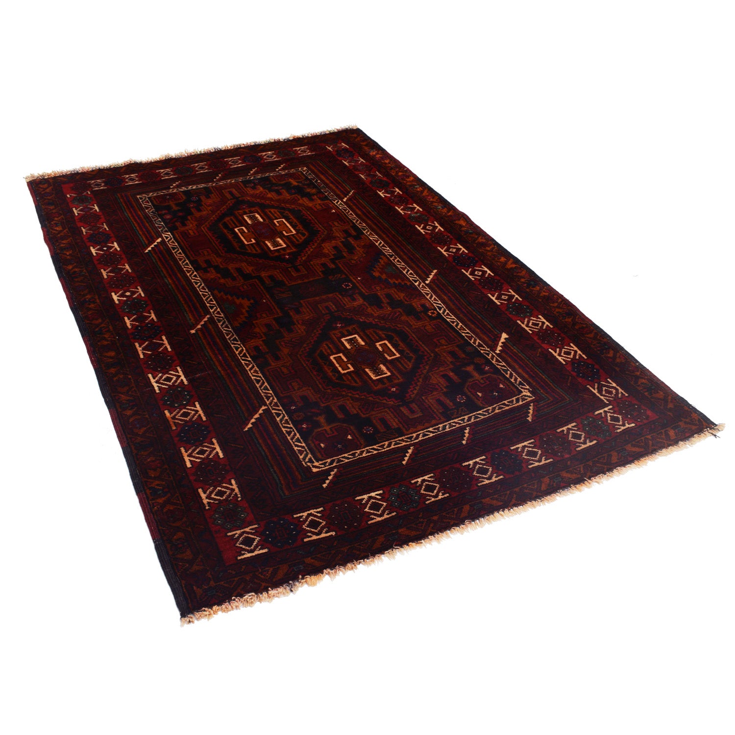 Hand Knotted Baluchi Rug 4' 1" x 6' 6" ft / 125 x 199 cm - No. R17951