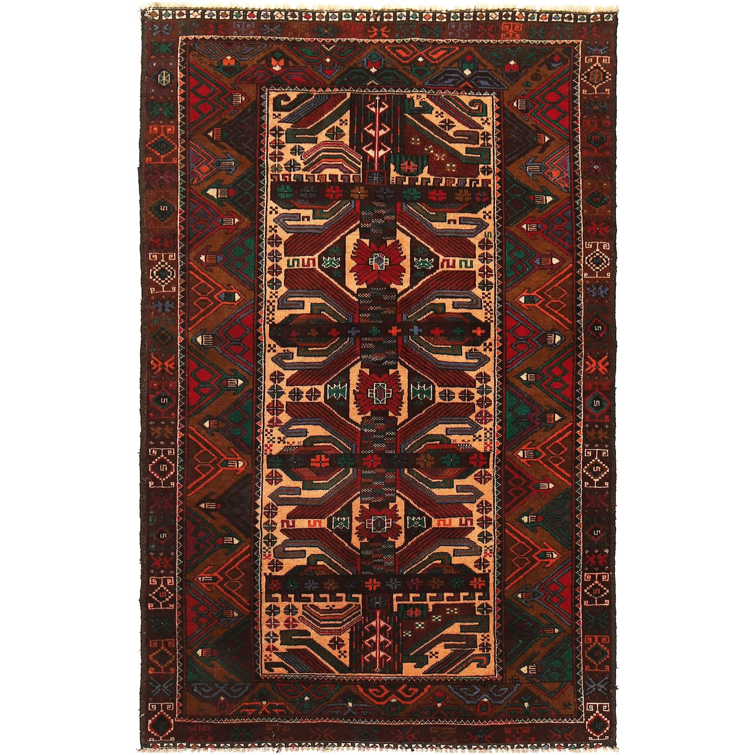 Handmade Baluchi Rug 3' 9" x 5' 11" ft / 114 x 181 cm - No. R18252