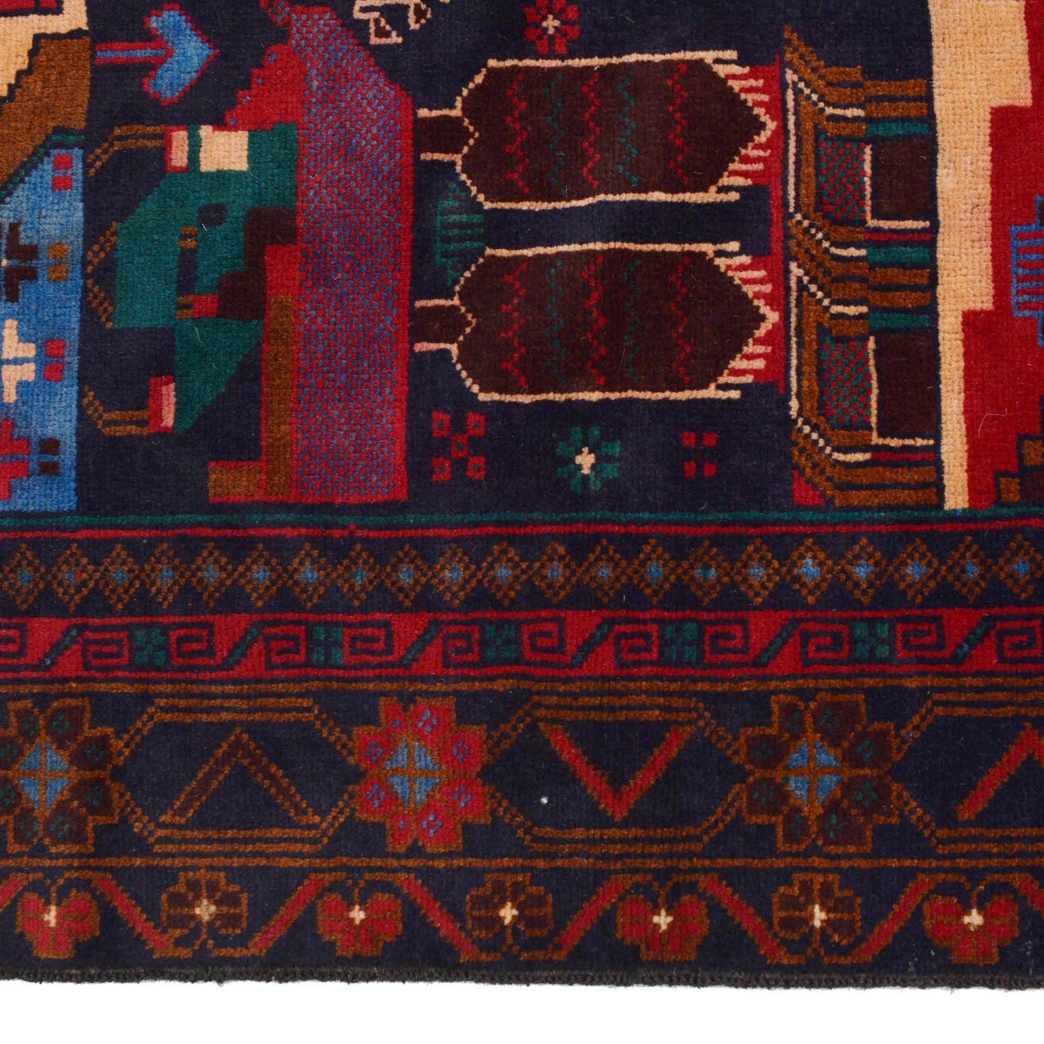 Handmade Pictorial Carpet 3' 8" x 6' 1" ft / 112 x 186 cm - No. R18253