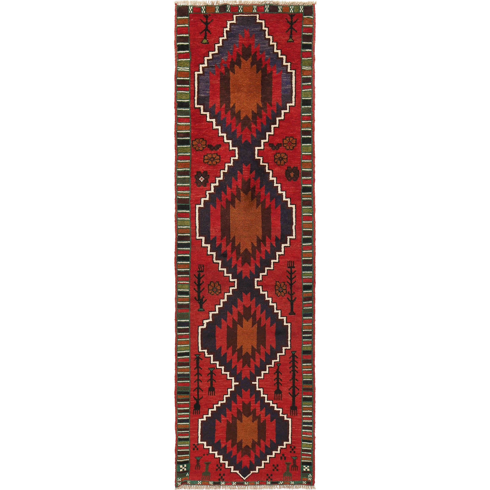 Afghan Baluchi Hallway Runner 2' 7" x 9' 3" ft / 80 x 282 cm - No. R18270