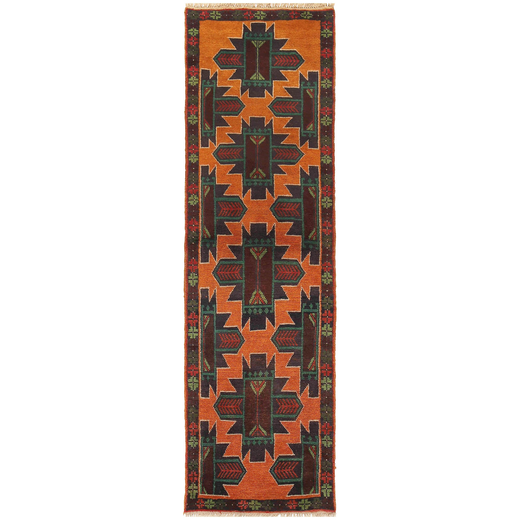 Handmade Balochi Runner Rug 2' 4" x 8' 5" ft / 72 x 256 cm - No. R18272