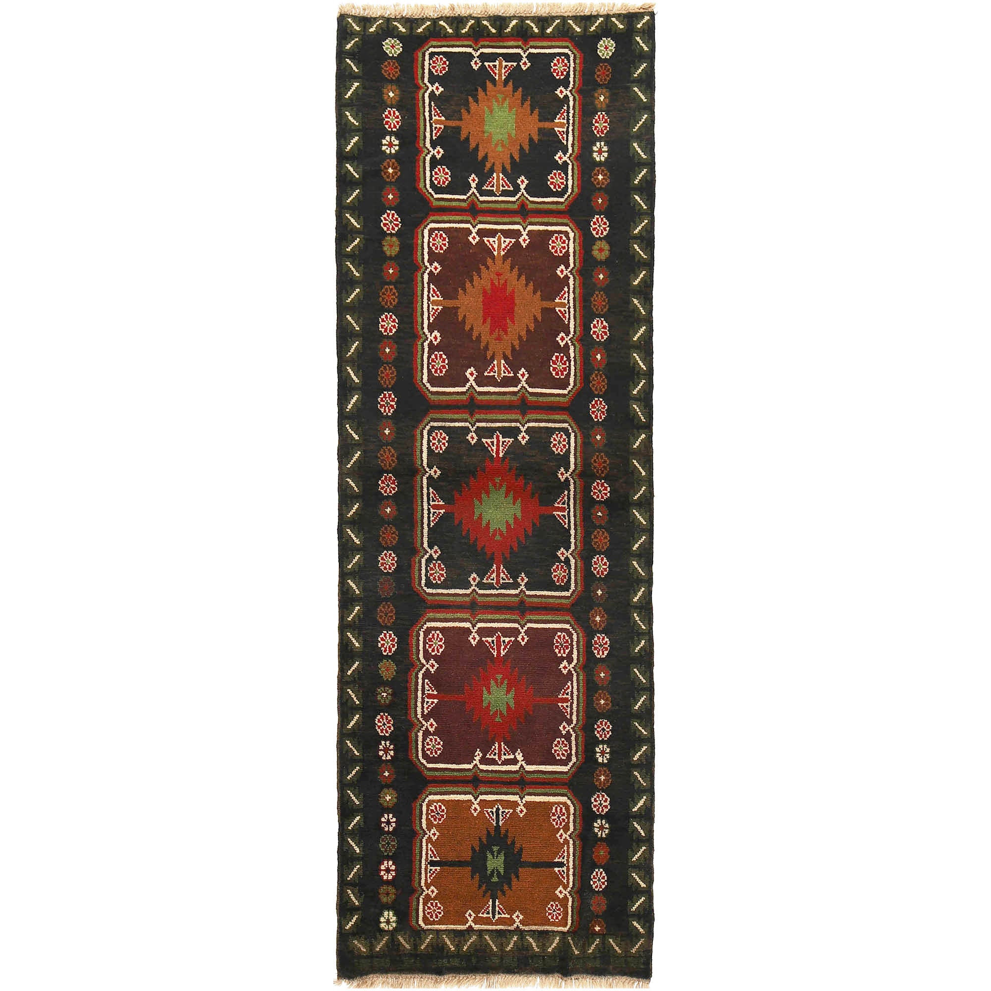 Handmade Balochi Runner Rug 2' 6" x 8' 2" ft / 77 x 250 cm - No. R18277