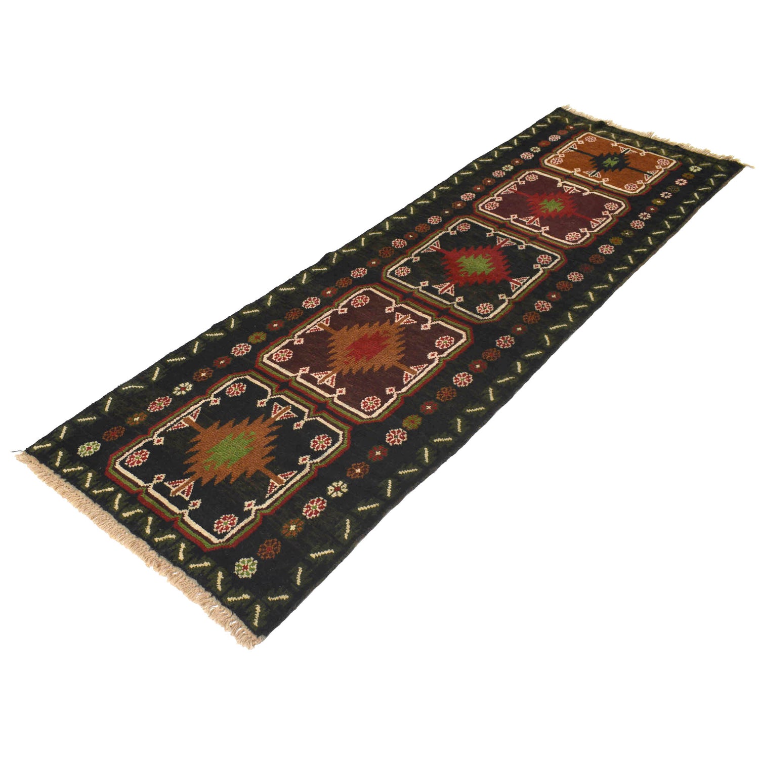Handmade Balochi Runner Rug 2' 6" x 8' 2" ft / 77 x 250 cm - No. R18277