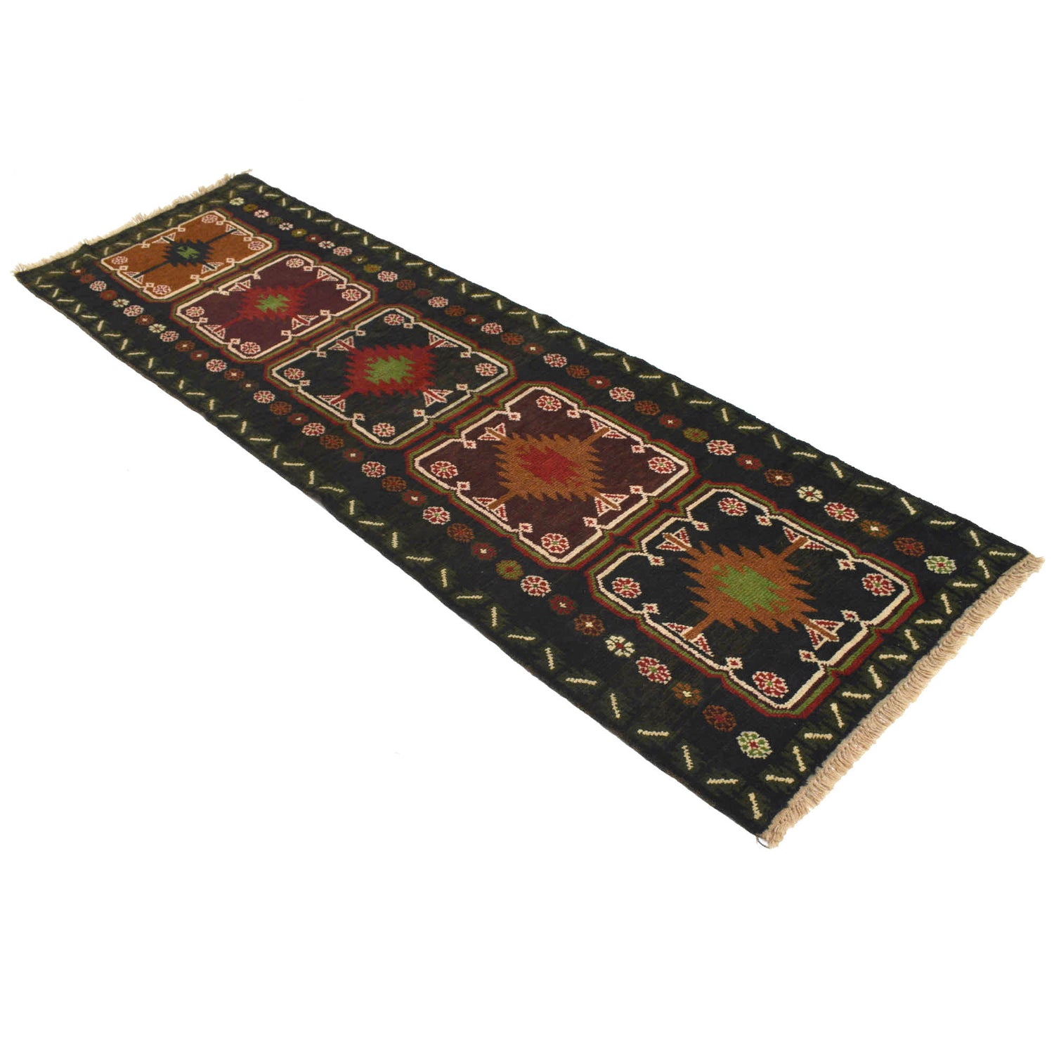 Handmade Balochi Runner Rug 2' 6" x 8' 2" ft / 77 x 250 cm - No. R18277