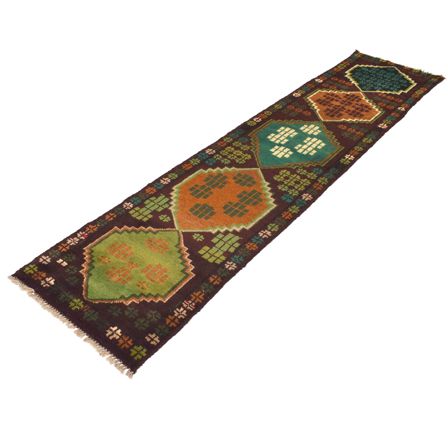 Afghan Baluchi Hallway Runner 2' 1" x 9' 3" ft / 64 x 281 cm - No. R18281