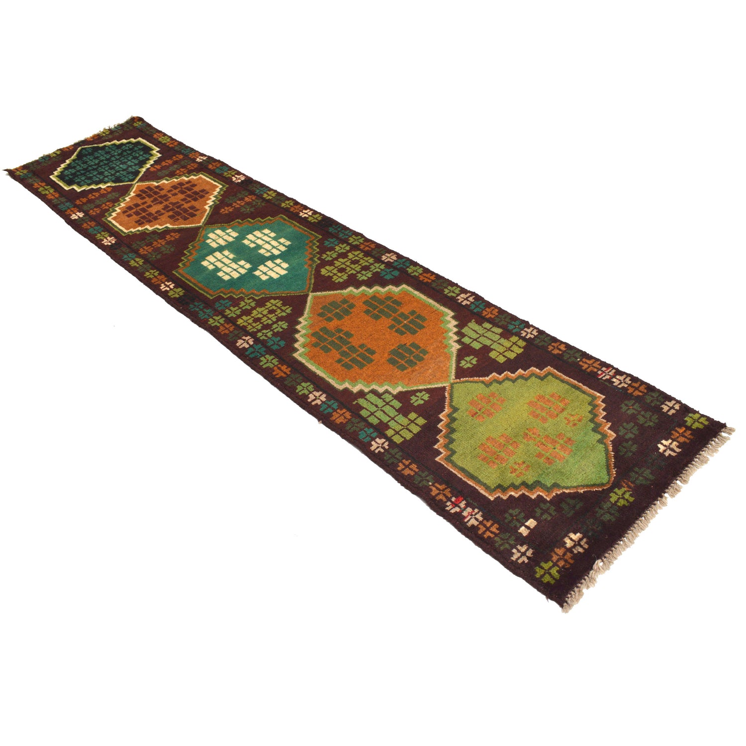 Afghan Baluchi Hallway Runner 2' 1" x 9' 3" ft / 64 x 281 cm - No. R18281