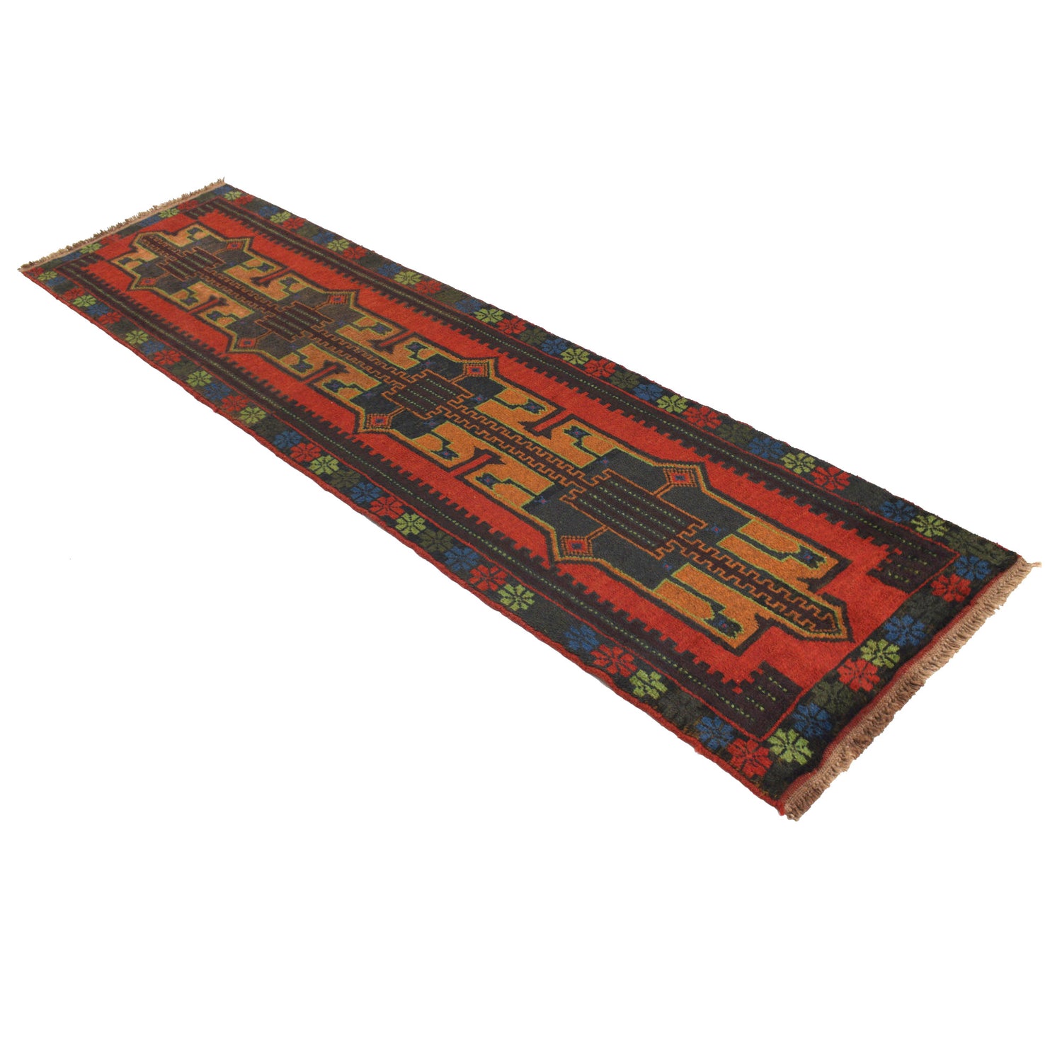 Afghan Baluchi Hallway Runner 2' 4" x 9' 4" ft / 72 x 284 cm - No. R18290