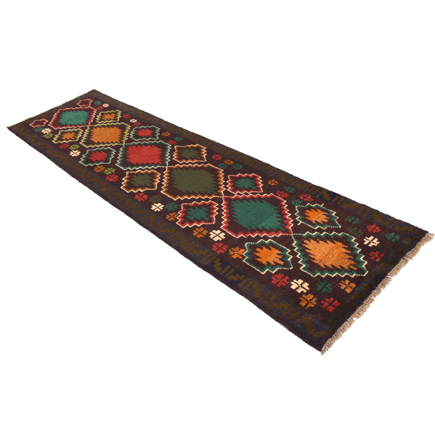 Afghan Baluchi Hallway Runner 2' 7" x 9' 6" ft / 79 x 290 cm - No. R18293