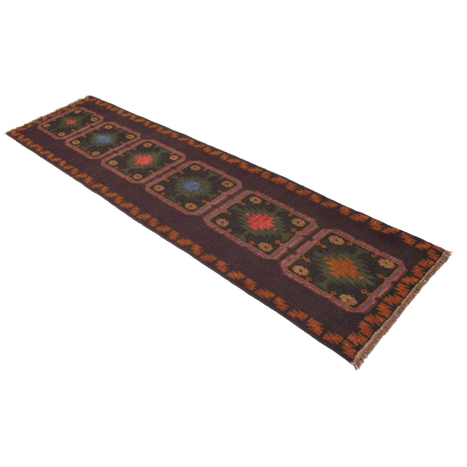 Afghan Baluchi Hallway Runner 2' 4" x 9' 10" ft / 72 x 300 cm - No. R18296