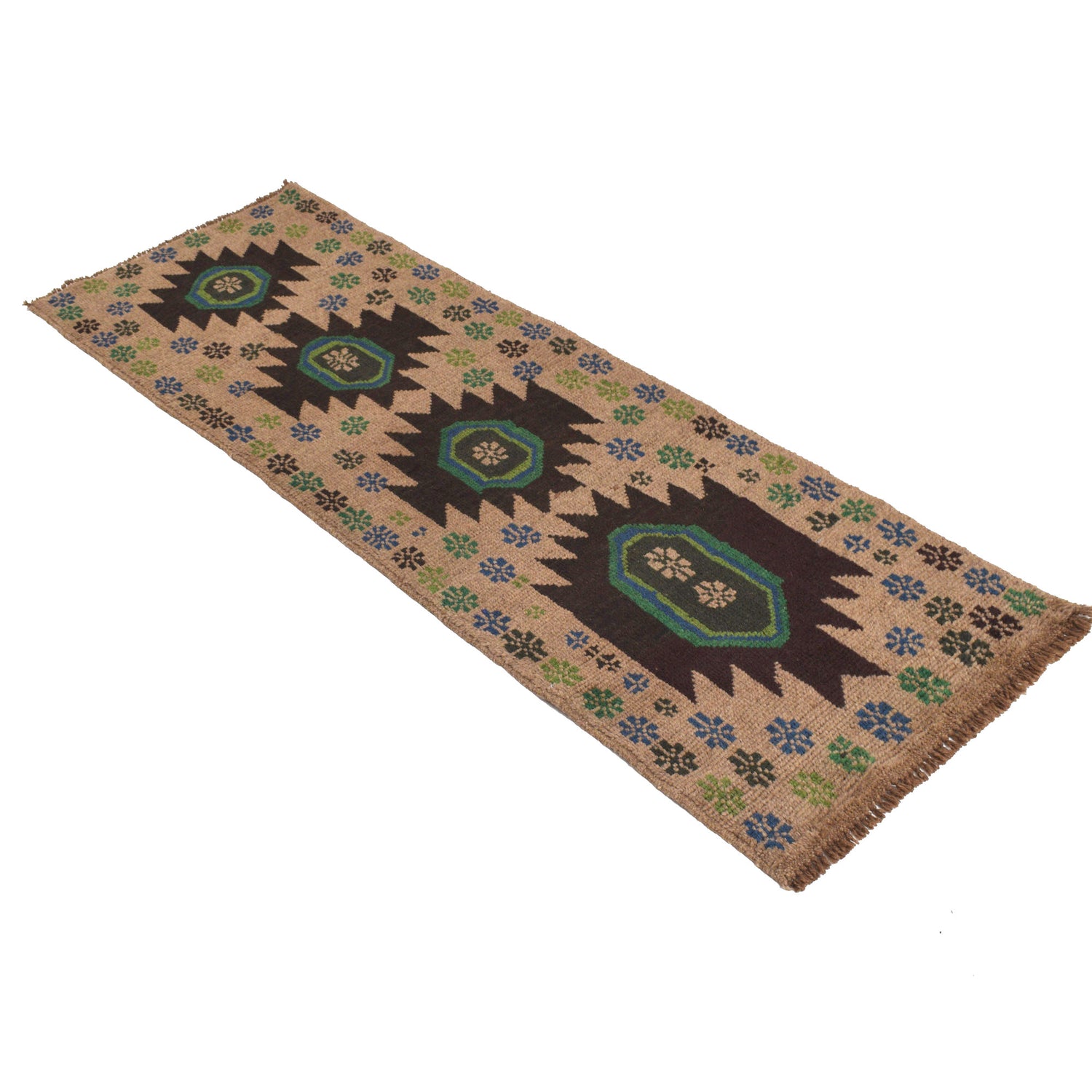 Traditional Handwoven Baluch Runner 1' 12" x 6' 4" ft / 60 x 192 cm - No. R18300