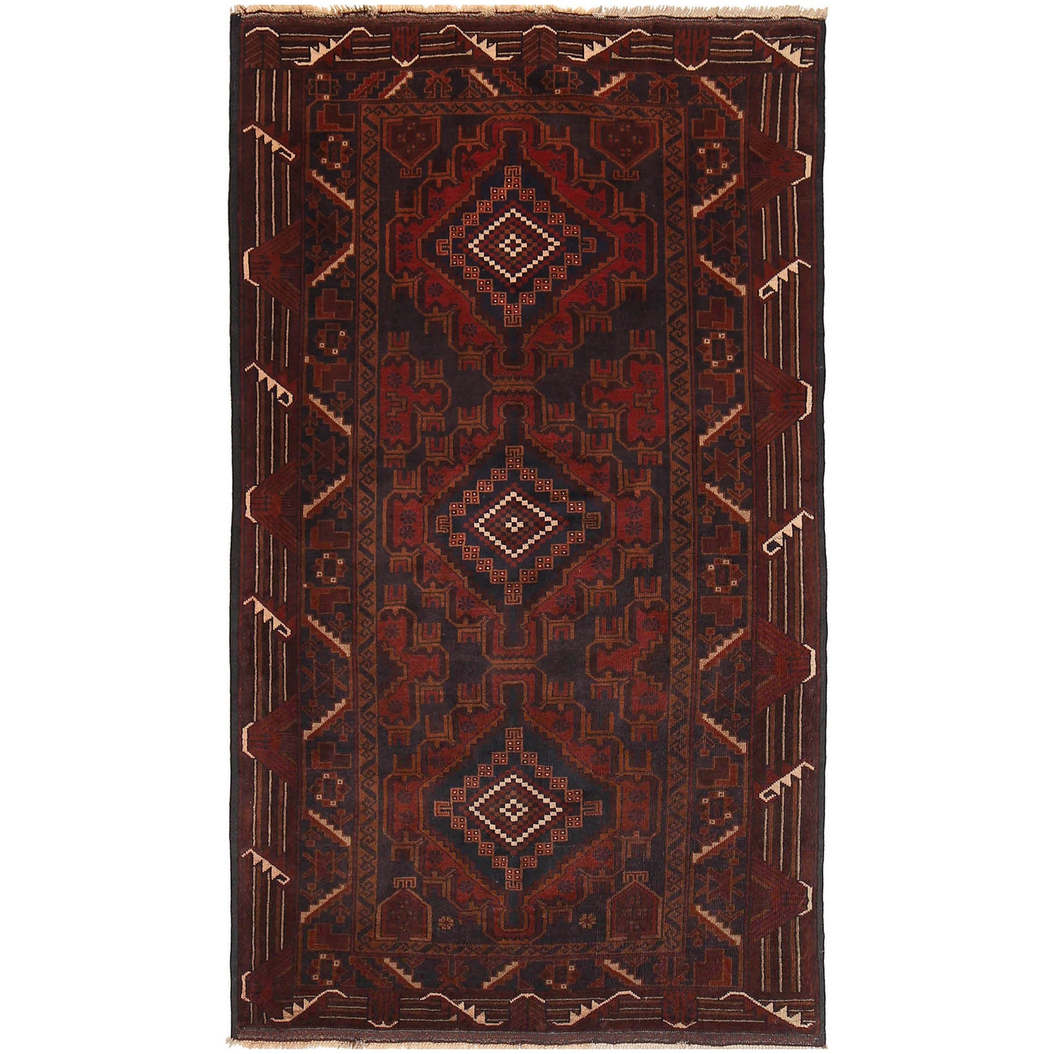 Handmade Baluchi Rug 3' 9" x 6' 9" ft / 114 x 206 cm - No. R18308