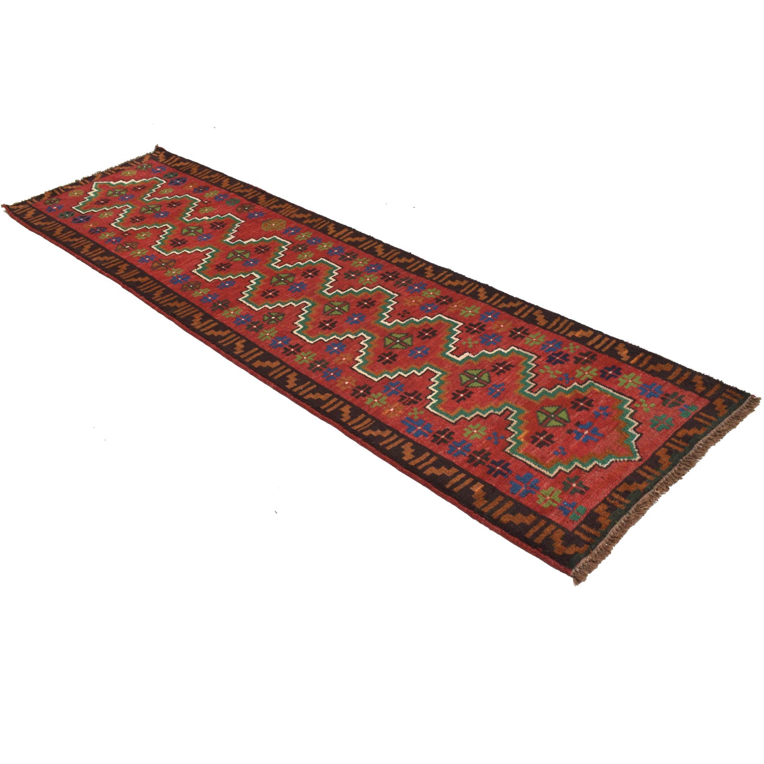 Afghan Baluchi Hallway Runner 2' 7" x 9' 7" ft / 78 x 291 cm - No. R18344
