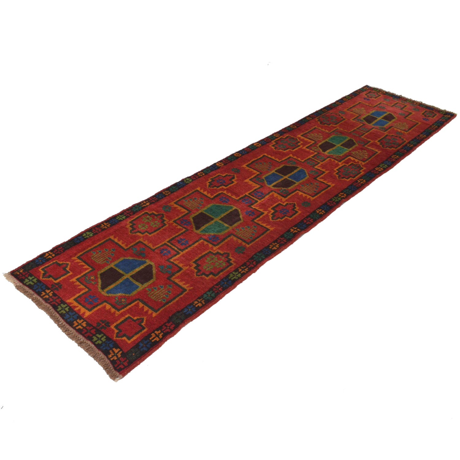 Afghan Baluchi Hallway Runner 2' 5" x 10' 0" ft / 74 x 306 cm - No. R18345