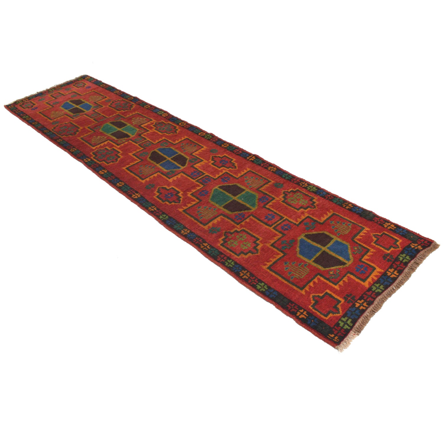 Afghan Baluchi Hallway Runner 2' 5" x 10' 0" ft / 74 x 306 cm - No. R18345