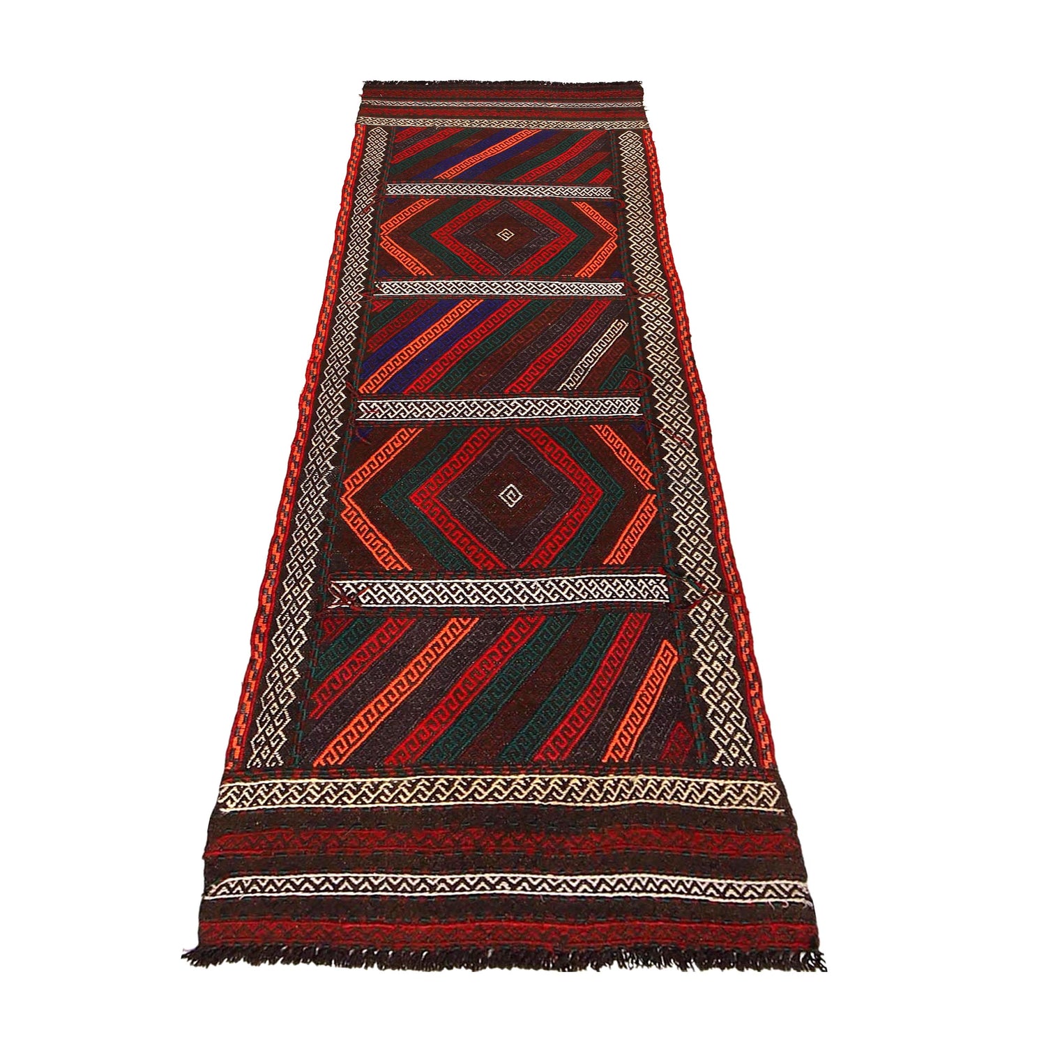 Handmade Flatweave Kilim Runner 2' 0" x 7' 0" ft / 62 x 214 cm - No. R18401
