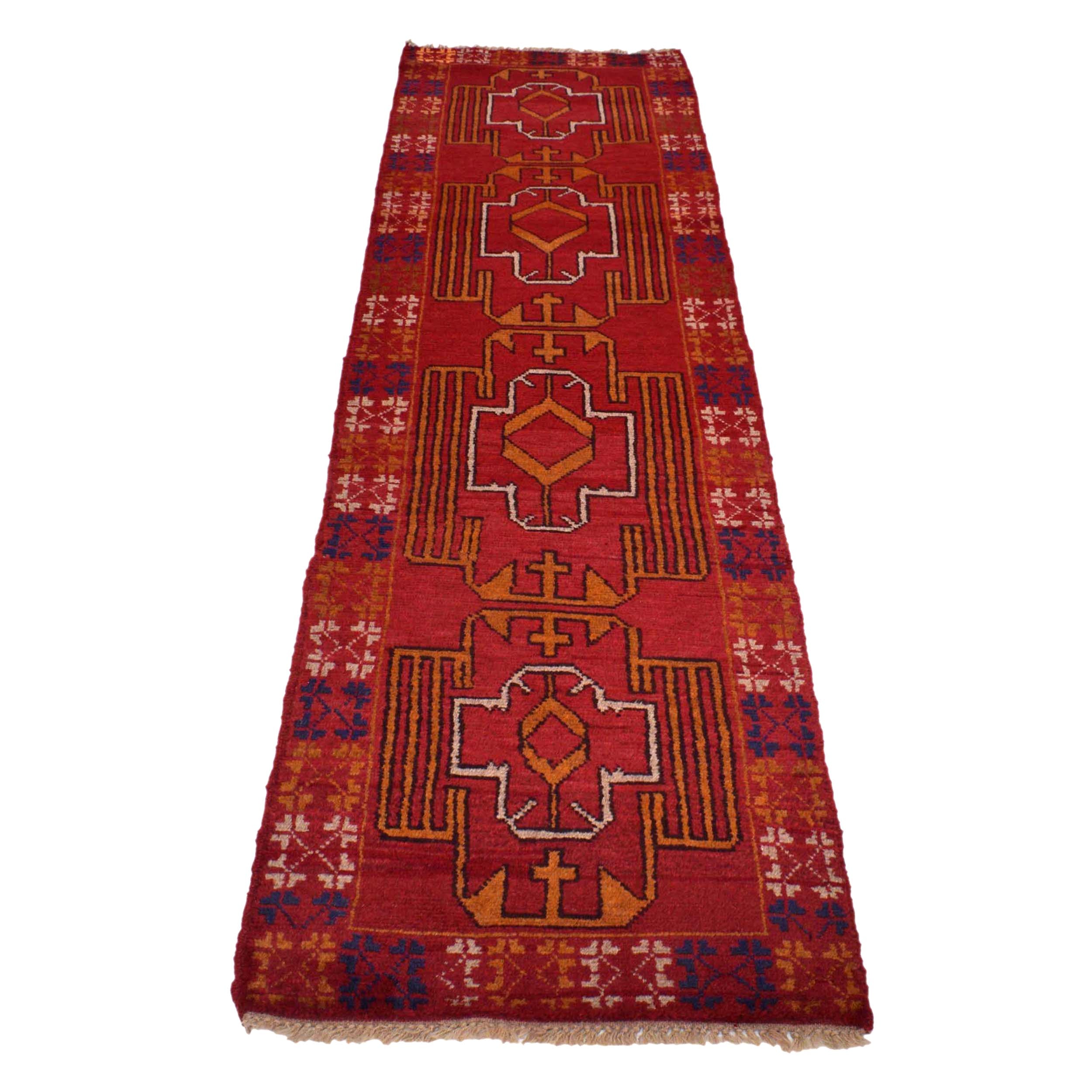Handmade Balochi Runner Rug 2' 1" x 8' 2" ft / 64 x 250 cm - No. R18406