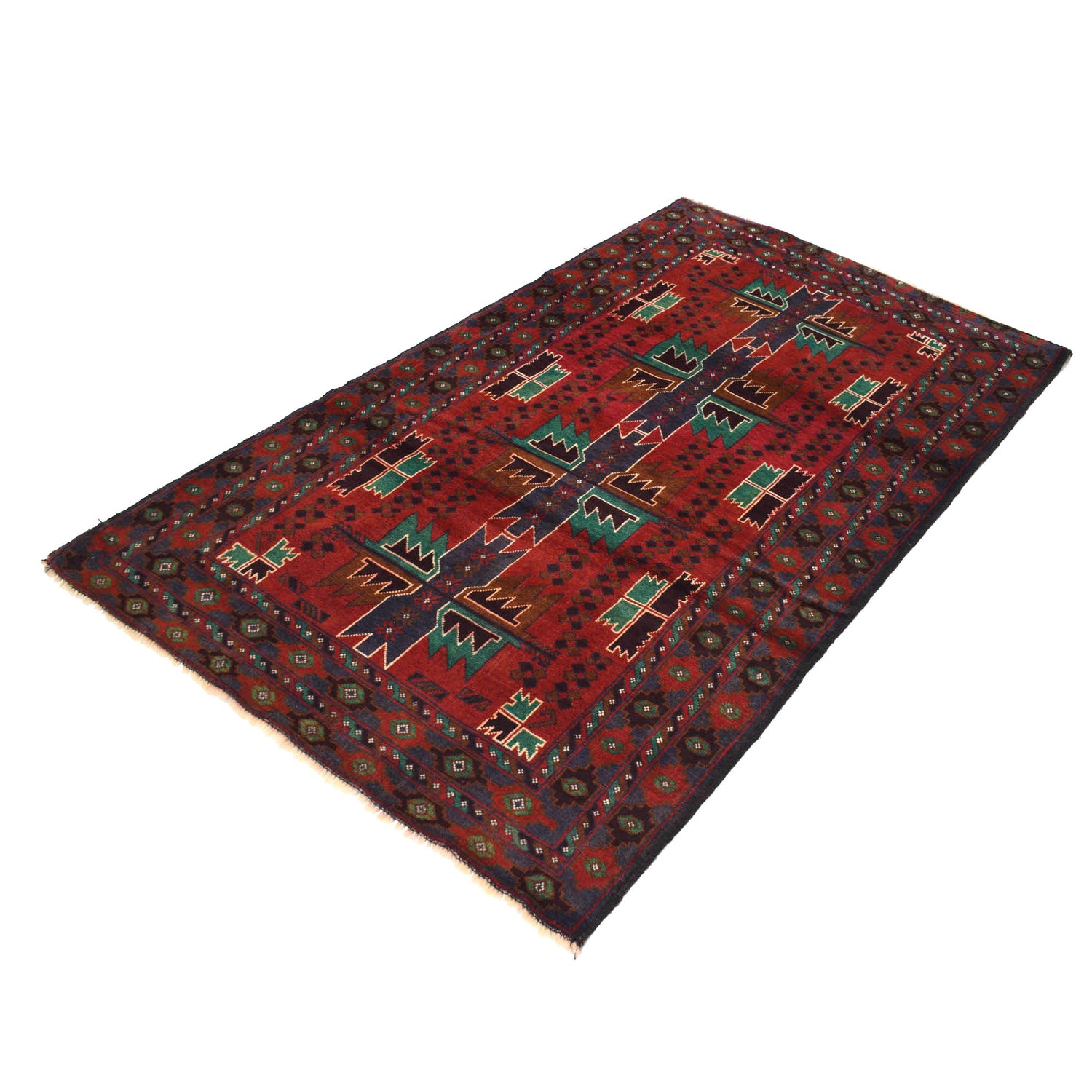 Red Color Baluchi Rug 3' 9" x 6' 4" ft / 114 x 192 cm - No. R18778