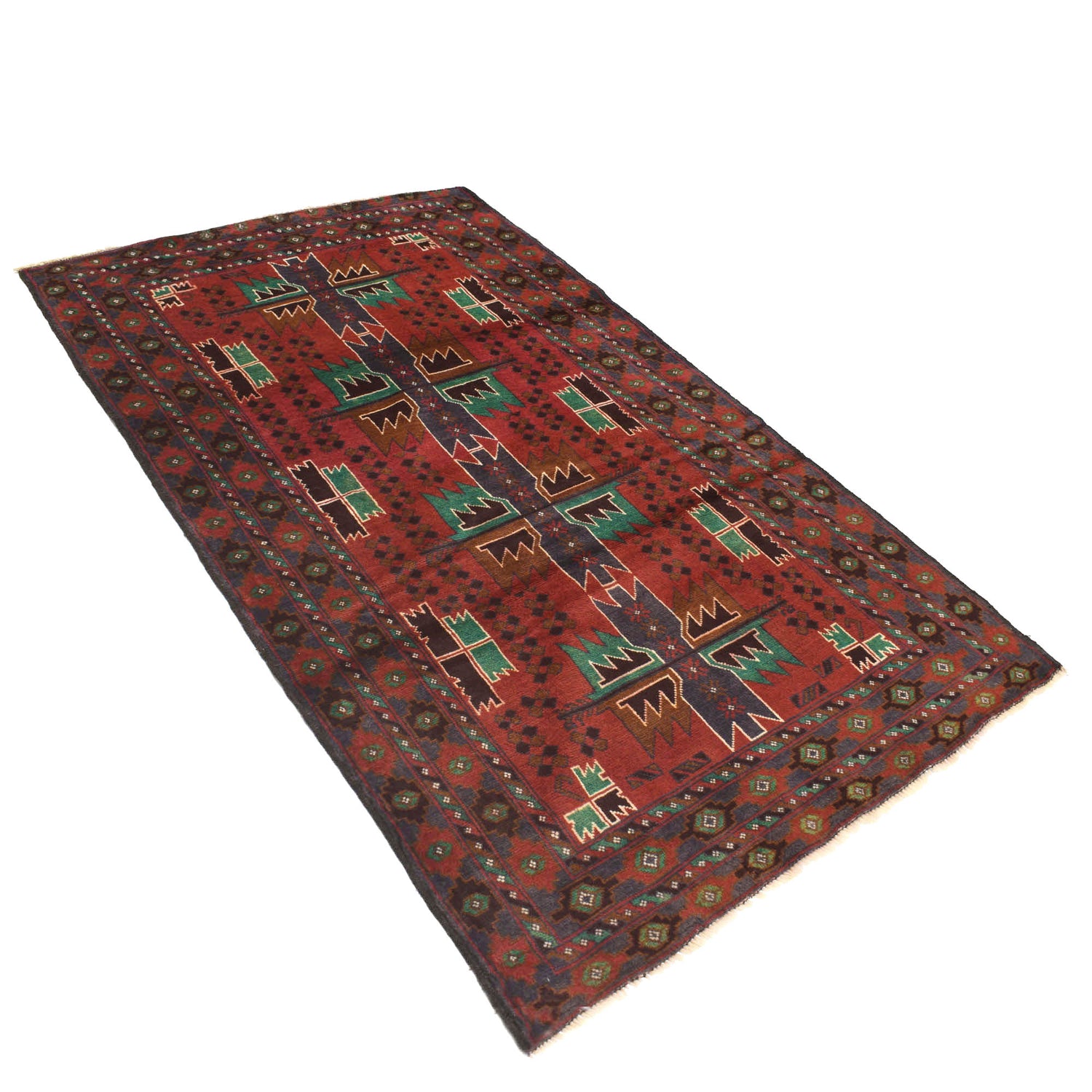 Red Color Baluchi Rug 3' 9" x 6' 4" ft / 114 x 192 cm - No. R18778