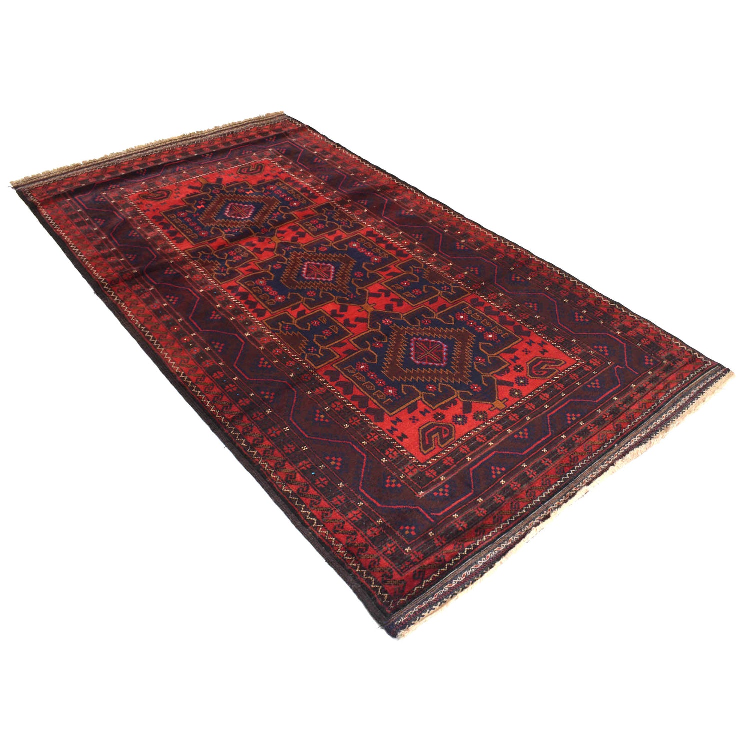 Traditional Baloch Rug 4' 1" x 7' 6" ft / 125 x 228 cm - No. R18779